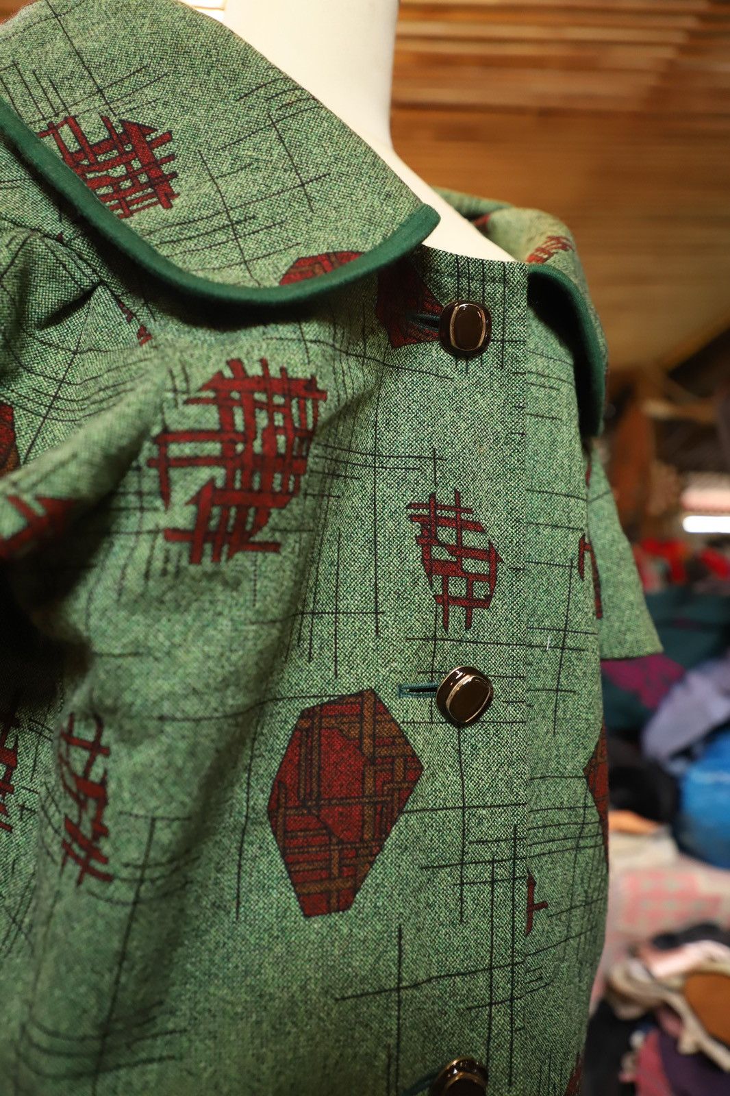 Japanese Brand × Vintage 90s Green Shirt Mini Dress Special Collar Button Up Vintage Size L / US 10 / IT 46 - 5 Thumbnail