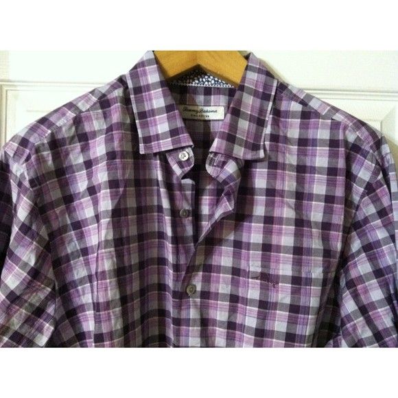 TOMMY BAHAMA MENS PURPLE 100%COTTON CASUAL SHIRT SIZE: L
