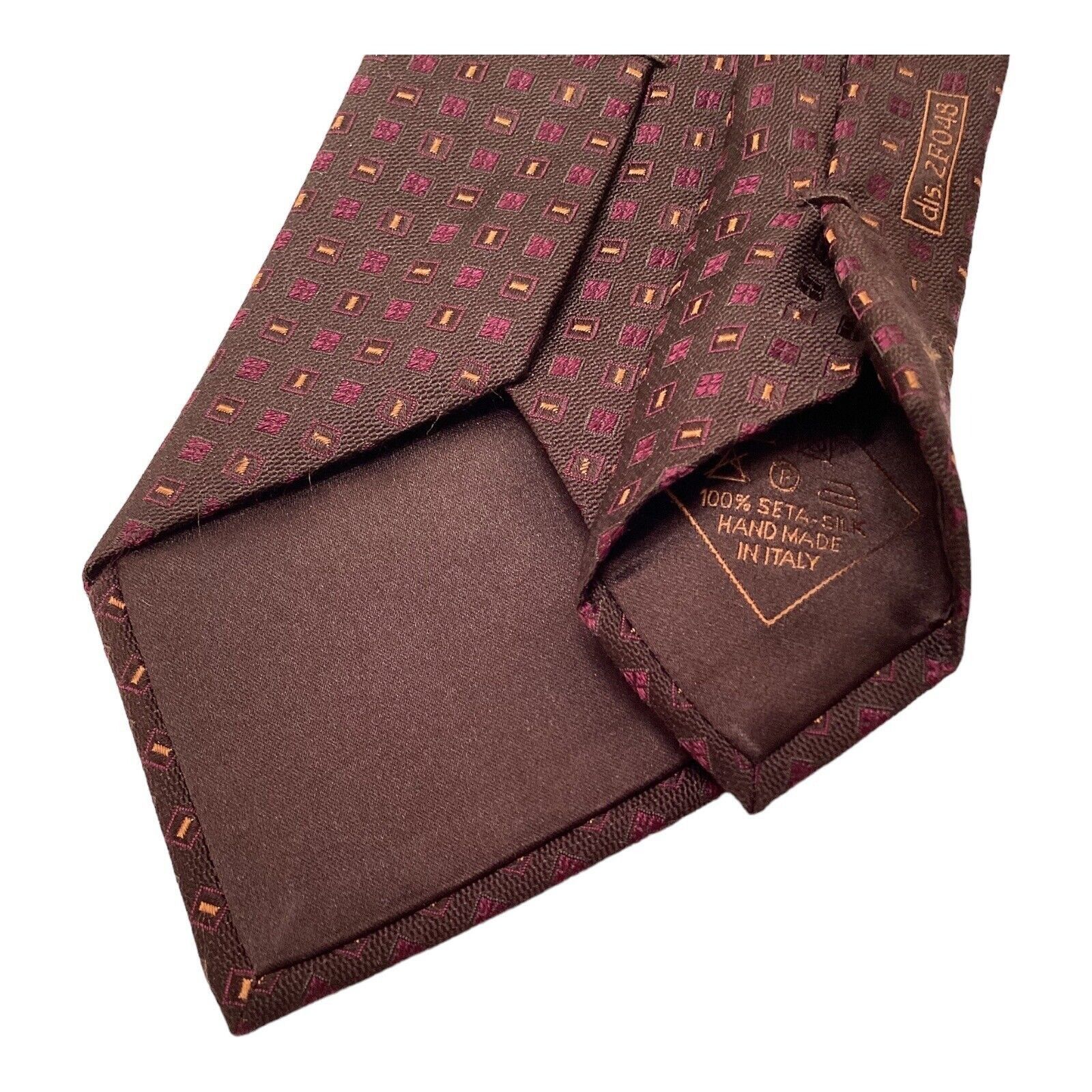 Brioni BRIONI Brown Geometric Luxury Silk Tie Hand Made In Italy W: Size ONE SIZE - 4 Thumbnail