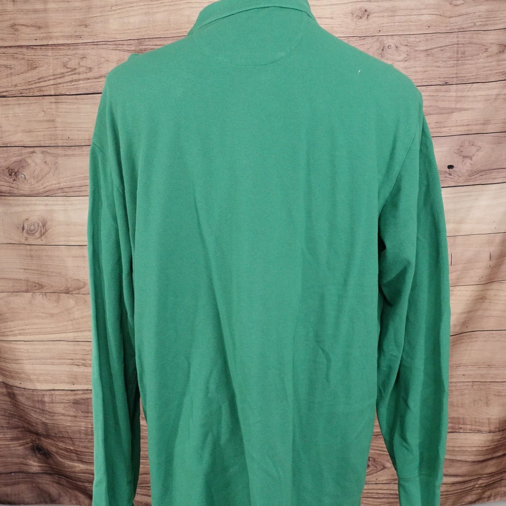 Chaps CHAPS Polo Shirt Long Sleeve Solid Green Mens XL 1/2 Button Collar Cotton Classic Fit 1990s? Size US XL / EU 56 / 4 - 4 Thumbnail