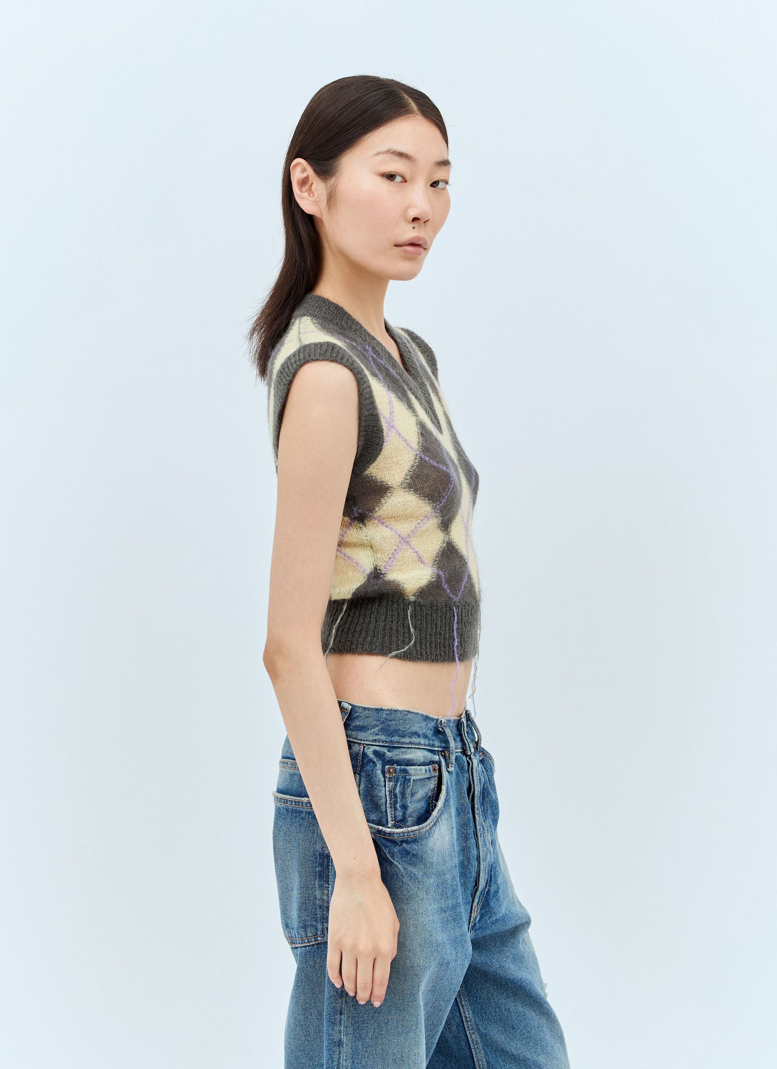 Marni o1w1db11125 Argyle Vest in Grey/Yellow Size XL / US 12-14 / IT 48-50 - 3 Thumbnail