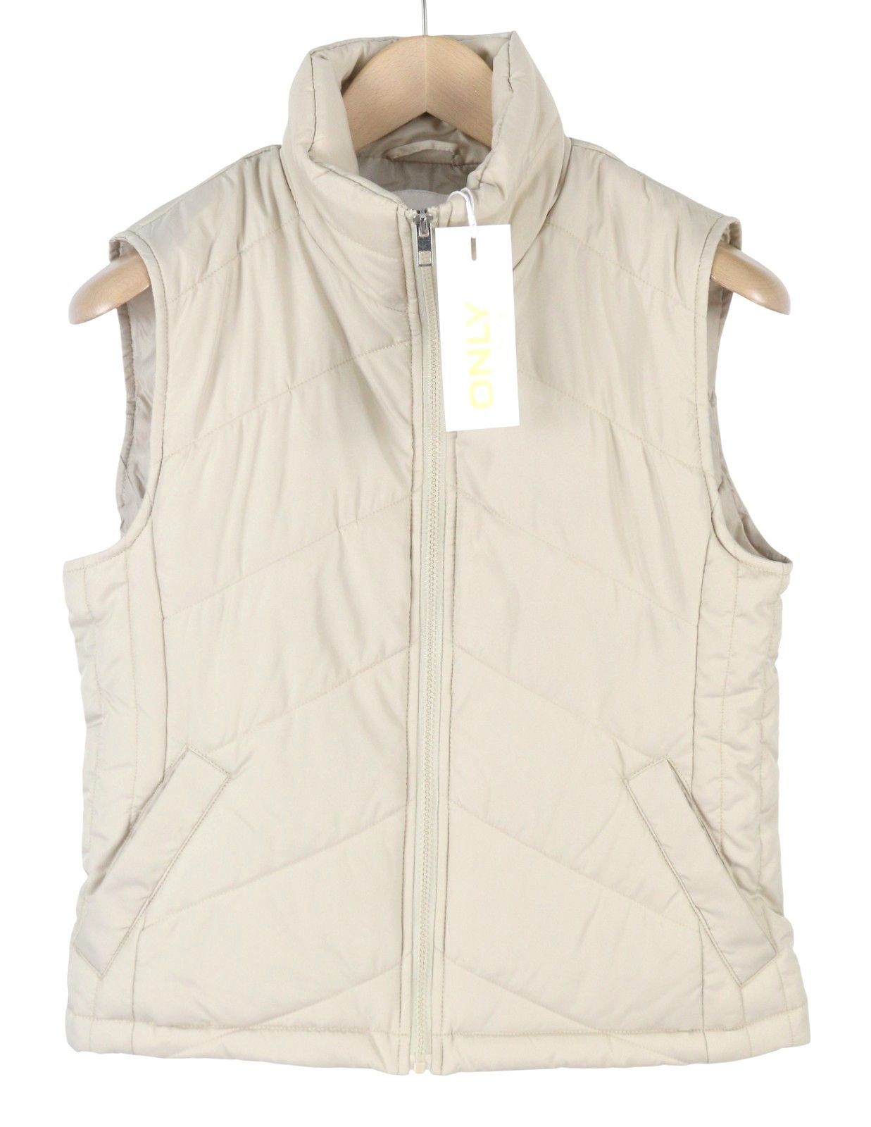 Other NICOLE QUILT S Beige Padded High Neck Zip 88028 Size S / US 4 / IT 40 - 4 Thumbnail