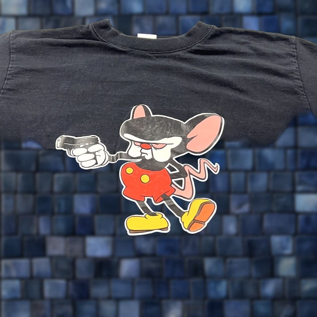 Vintage VINTAGE Pinky And The Brain Mickey Mouse Shirt Adult M Black Parody Spoof Gun Size US M / EU 48-50 / 2 - 1 Thumbnail
