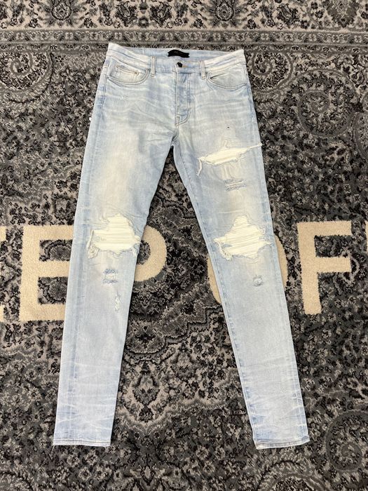 Amiri Amiri MX1 White Leather Patch Jeans Size 32 Pre-owned | Grailed