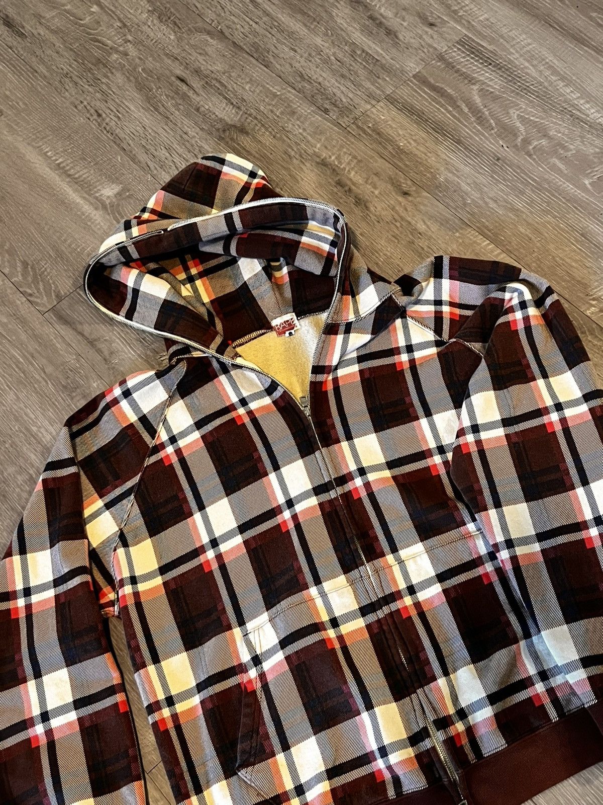 Bape a bathing ape yellow plaid full zip hoodie Nigo style | Grailed