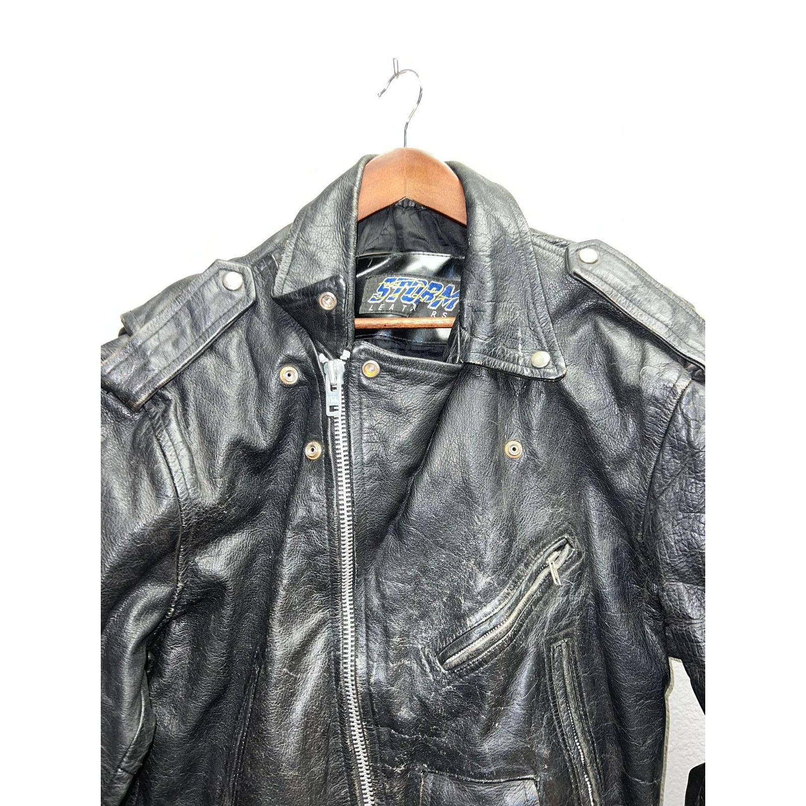 Vintage Vintage Storm Leathers Jacket Full Zip Leather Gear Large Size US L / EU 52-54 / 3 - 2 Thumbnail