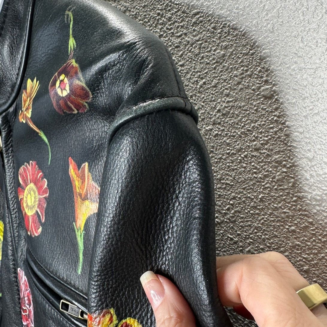 Libertine Libertine Hand-Painted Floral Skull Black Leather Jacket M Size M / US 6-8 / IT 42-44 - 9 Thumbnail
