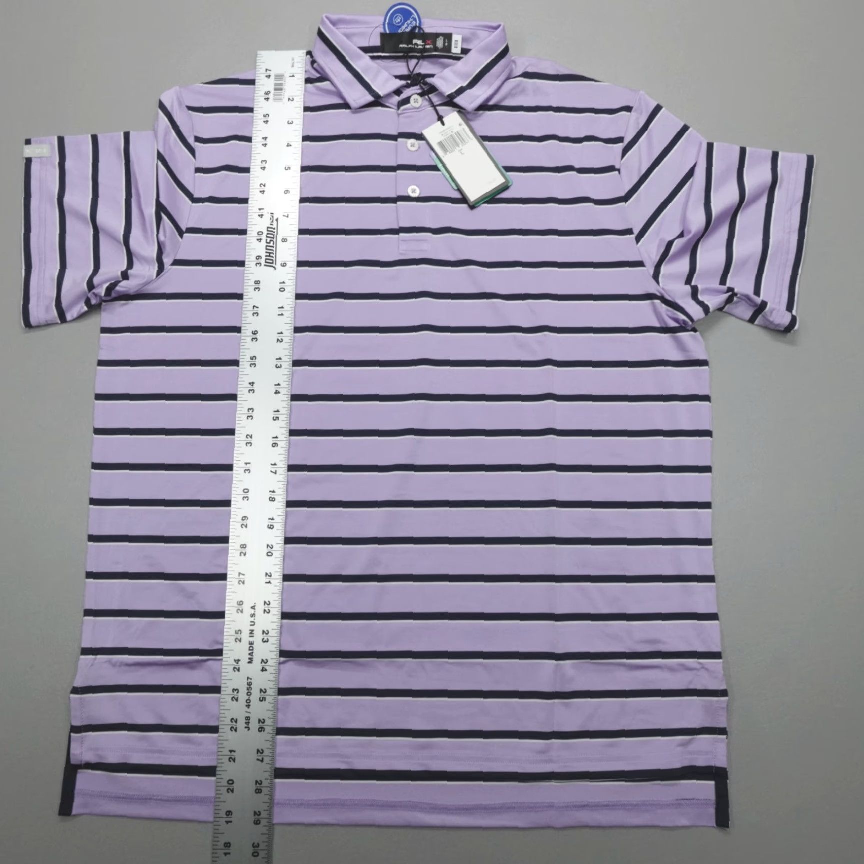 RLX Ralph Lauren RLX Ralph Lauren Performance Golf Striped Polo Shirt Men L Purple MOISTURE WICKING Lightweight Breathable Sleeve Short Collared Shirt Polo Size US L / EU 52-54 / 3 - 6 Thumbnail