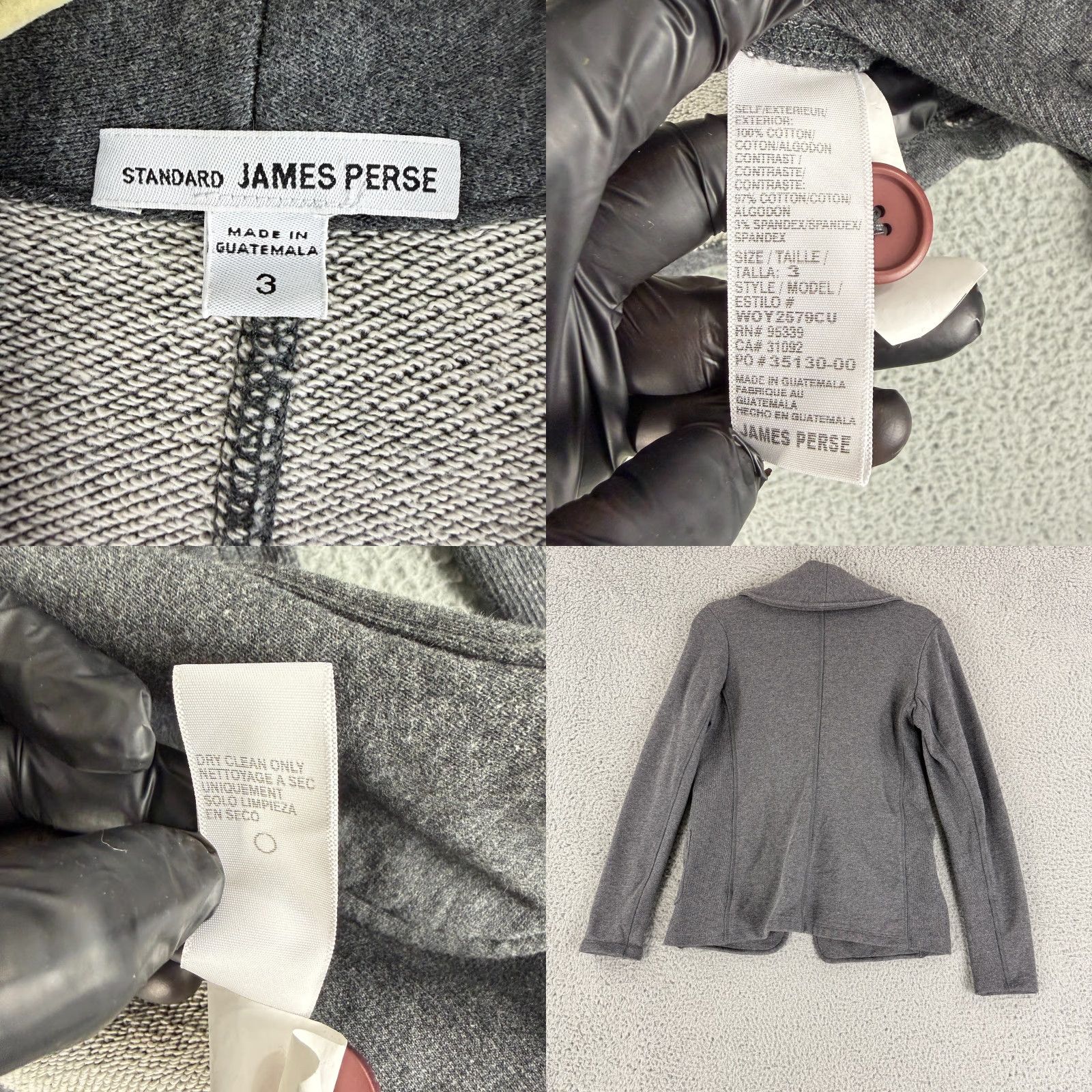 James Perse James Perse Shawl Collar Jacket Womens Large Gray Cotton Button Long Sleeve Size L / US 10 / IT 46 - 8 Thumbnail