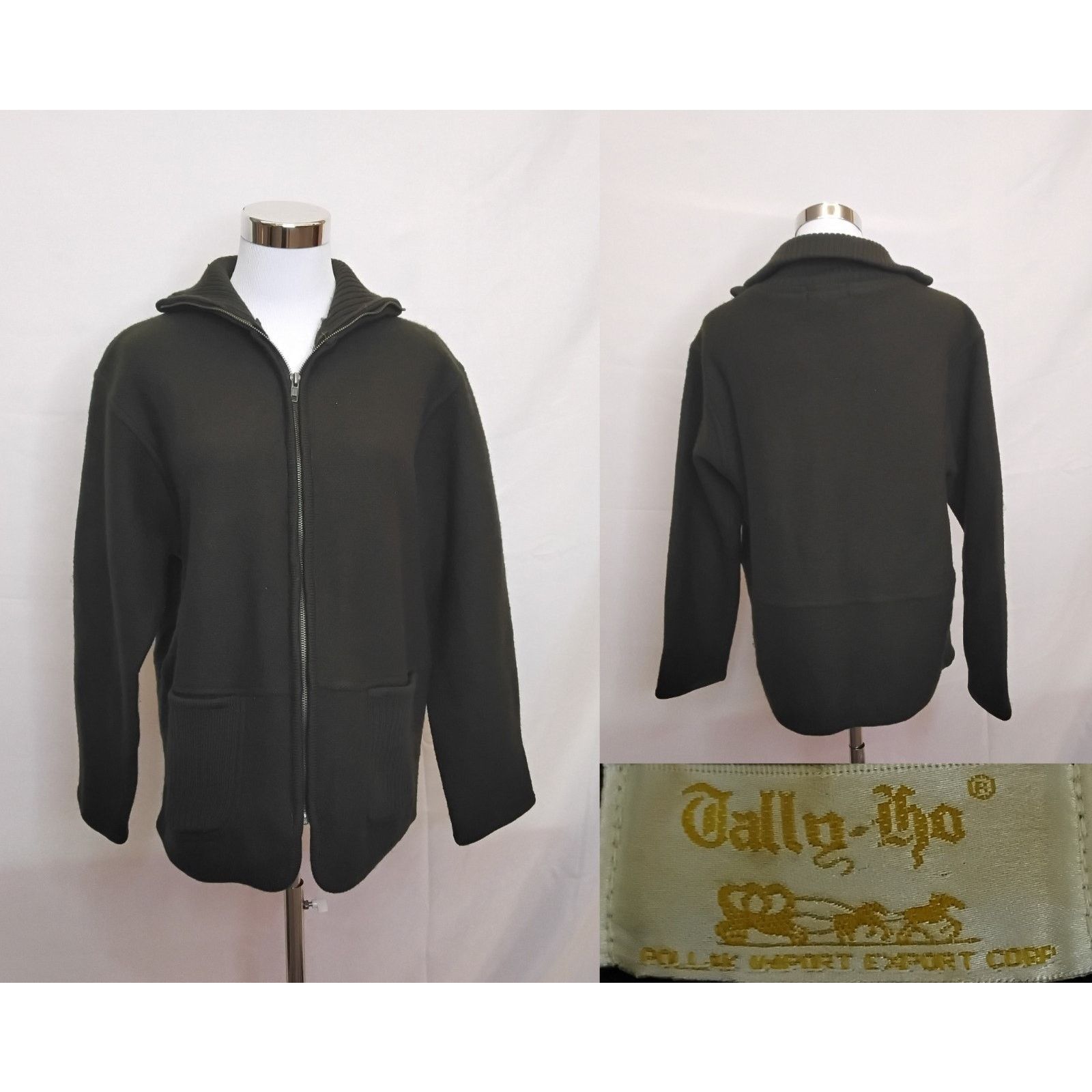 Other Tally-Ho Sweater Full Zip Cardigan Women's M Green 100% Wool Size M / US 6-8 / IT 42-44 - 1 Thumbnail
