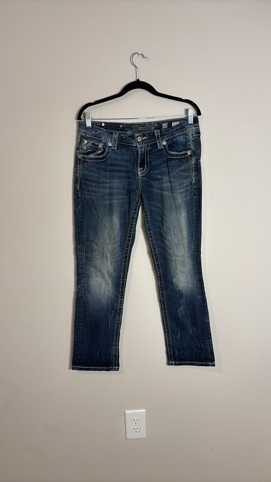 Miss Me Miss Me Mid Rise Jeans Embellished Repaired Size 32" / US 10 / IT 46 - 2 Thumbnail