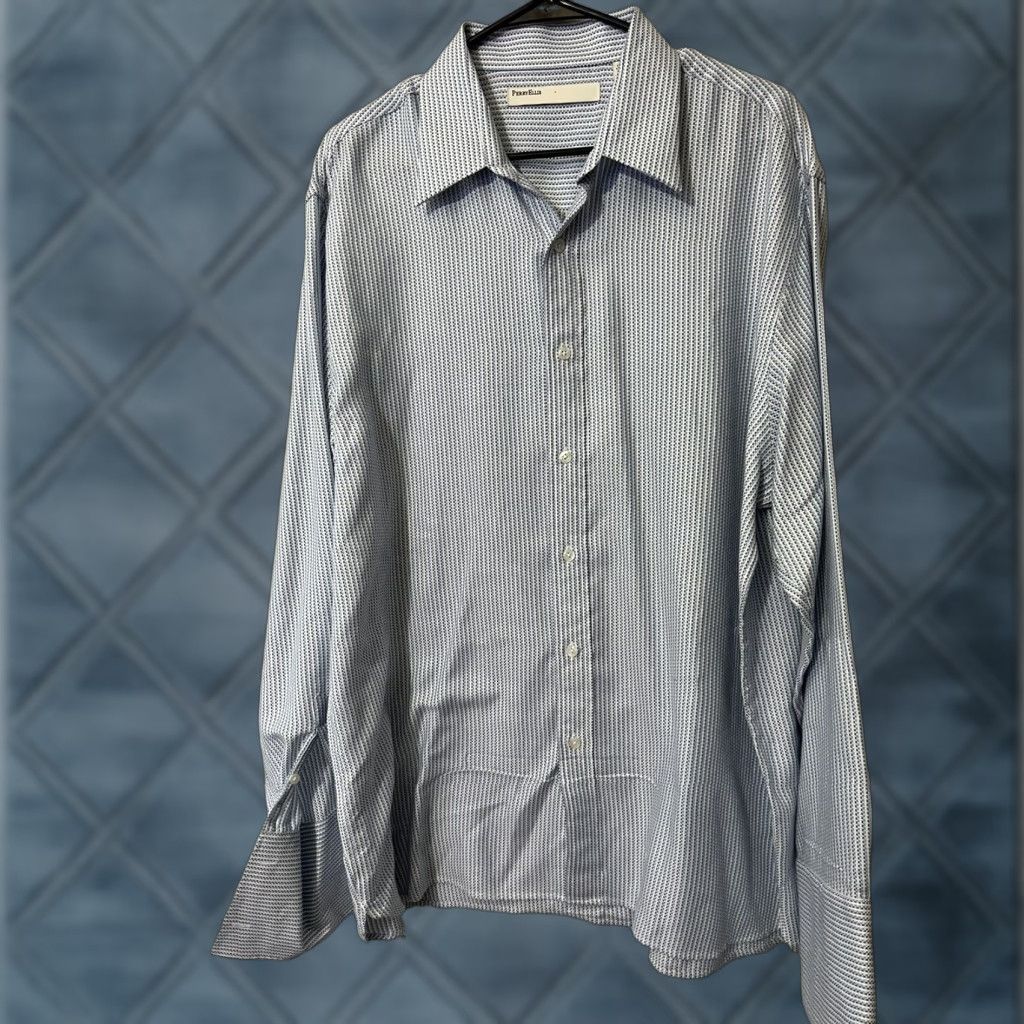 Perry Ellis PERRY ELLIS Shirt Mens XL Long Sleeve White Blue Paisley Button-Up Cotton Blend Size US XL / EU 56 / 4 - 1 Thumbnail