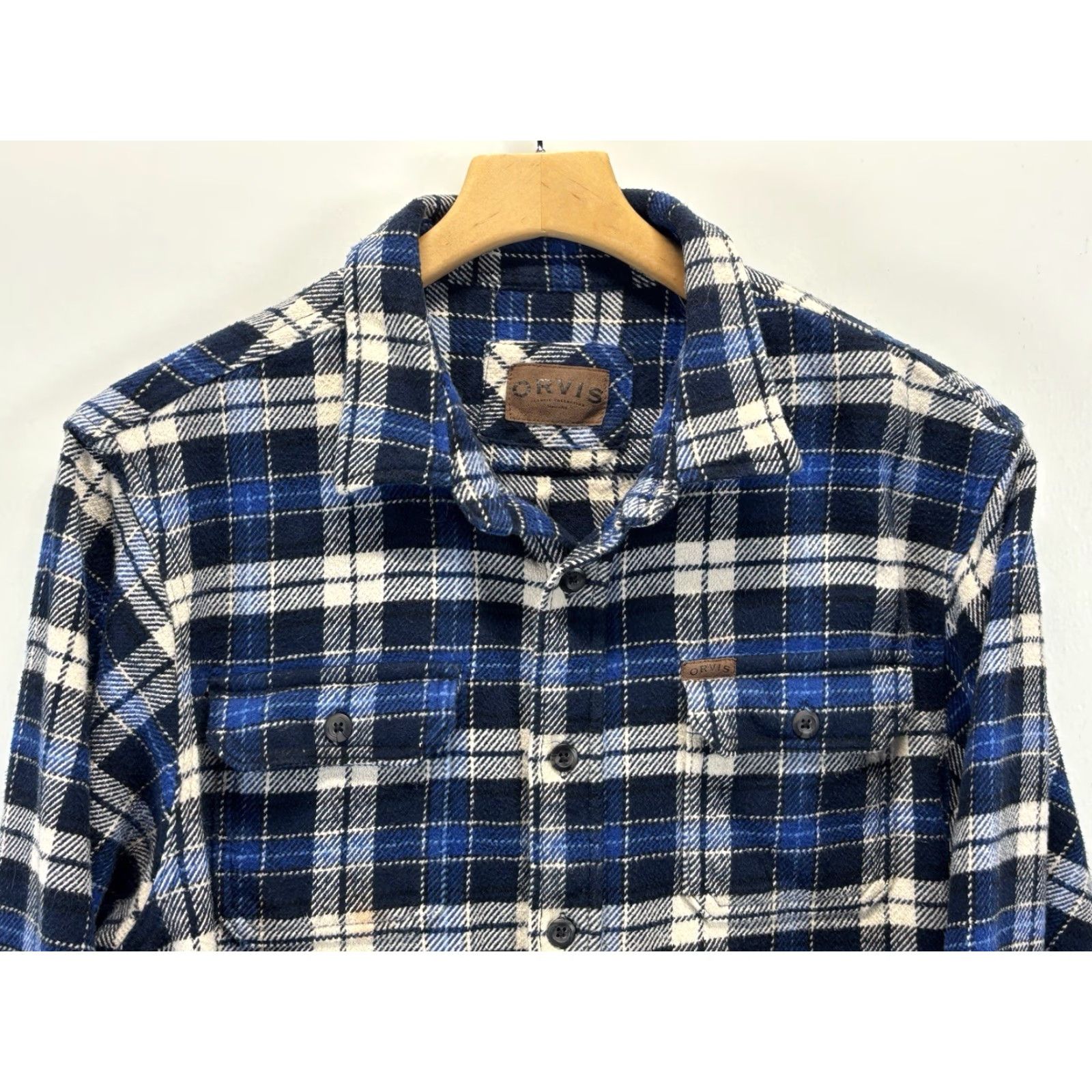 Orvis VINTAGE Orvis Heavyweight Flannel Shirt Jacket Shacket Men’s L Blue Plaid Outdoor Casual Workwear Size US L / EU 52-54 / 3 - 2 Thumbnail
