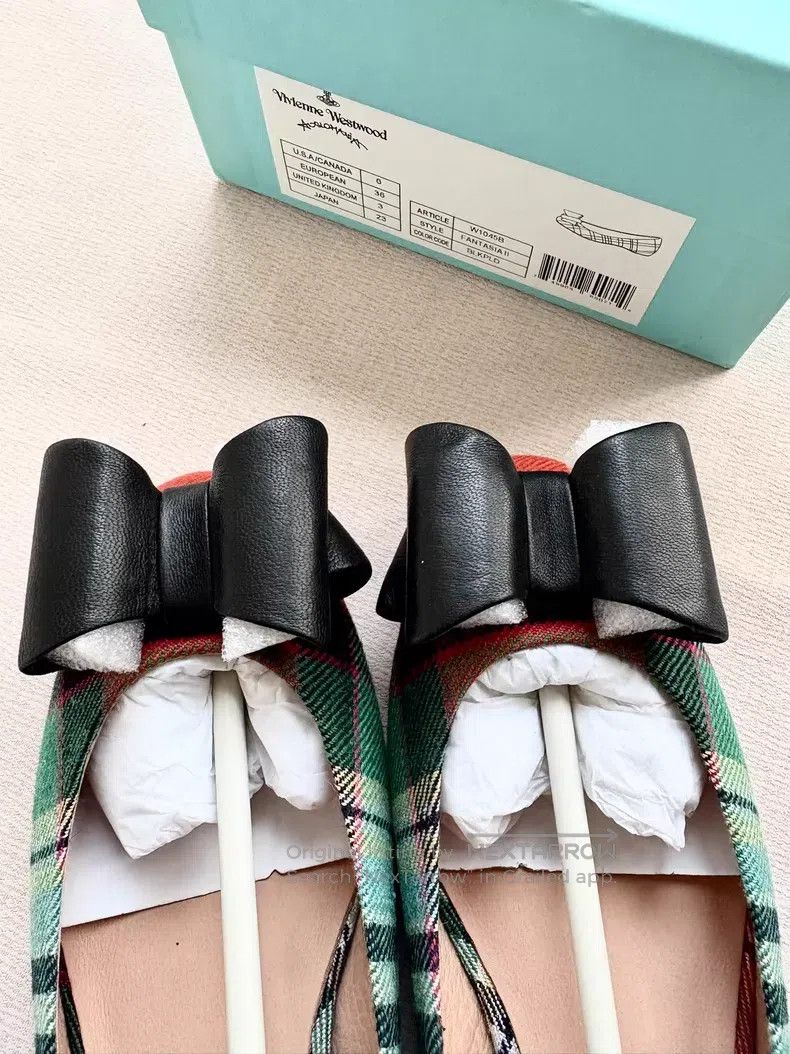 Vivienne Westwood Vivienne Westwood Plaid bow flat dress shoes Size US 5.5 / IT 35.5 - 2 Thumbnail