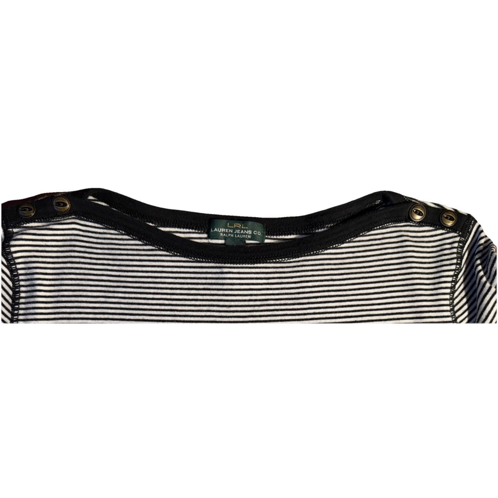 Lauren Ralph Lauren Vintage 90’s Lauren Ralph Lauren Bateau-Neck Tee Black White Size L / US 10 / IT 46 - 6 Thumbnail