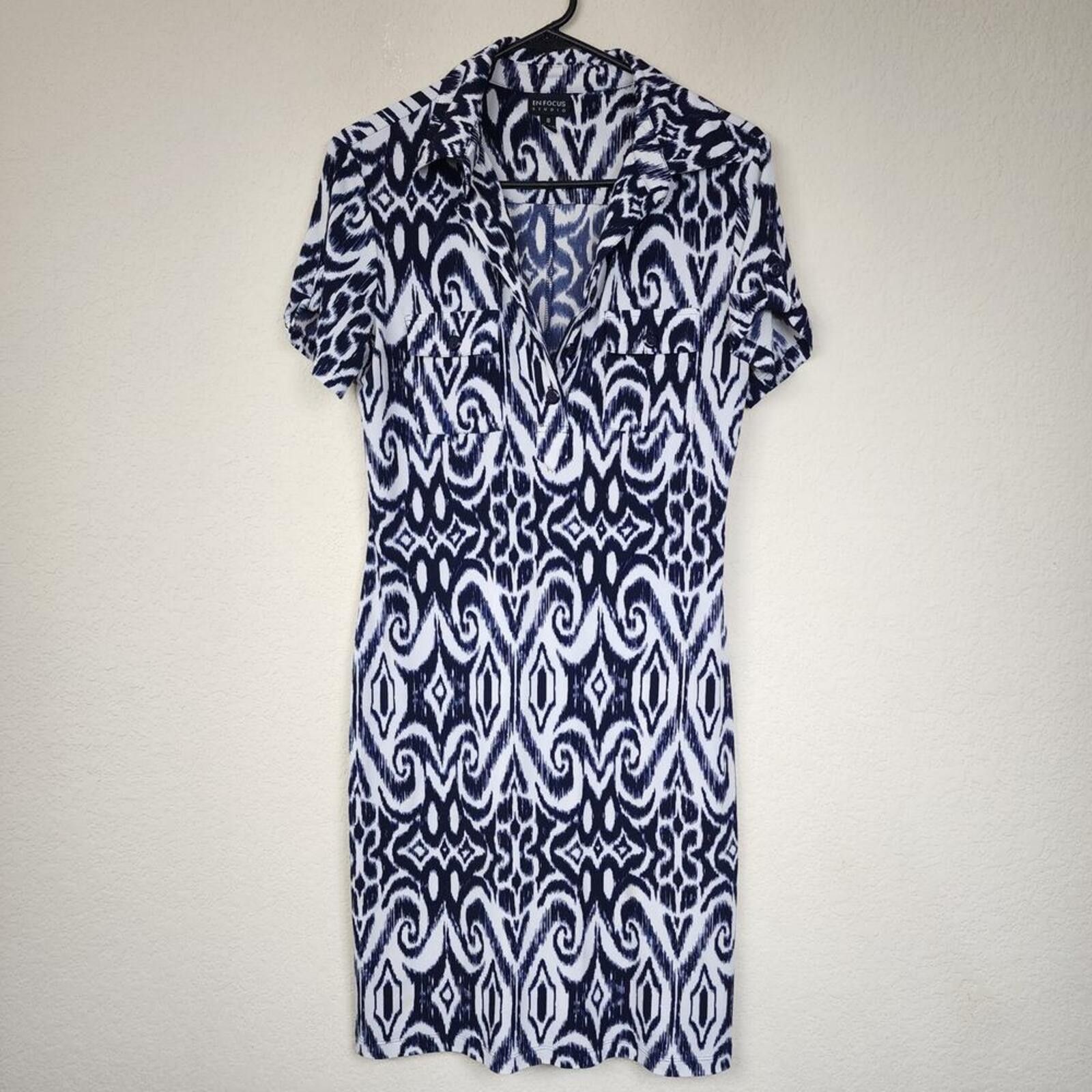 Other Size 8 Enfocus Damask Brocade Blue White Dress Size M / US 6-8 / IT 42-44 - 1 Thumbnail