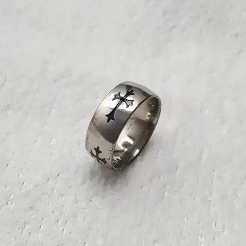 Jewelry x Ring Of Fire Silver Black Enamel Cross Ring Size - 11.50 - Rgn -766, Men's
