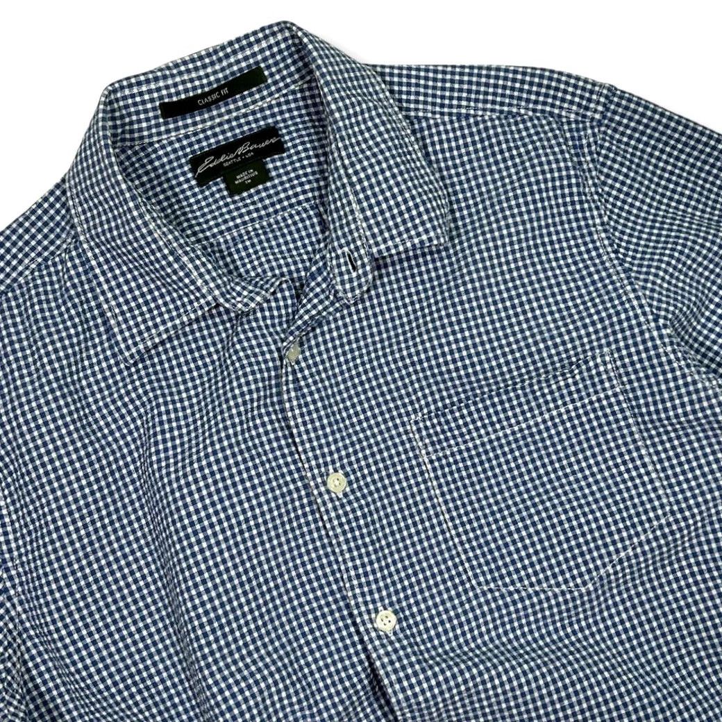 Eddie Bauer Eddie Bauer Men Classic Fit Gingham Short Sleeve Button-Down Shirt M Blue Mens Medium Tall Size US M / EU 48-50 / 2 - 2 Thumbnail
