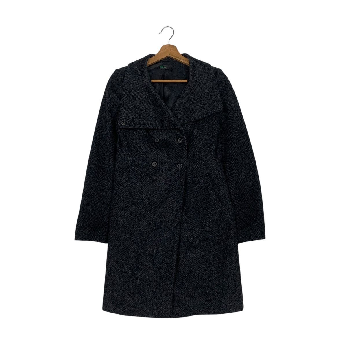Benetton Benetton Double Breasted Herringbone Coat Size XS / US 0-2 / IT 36-38 - 1 Thumbnail