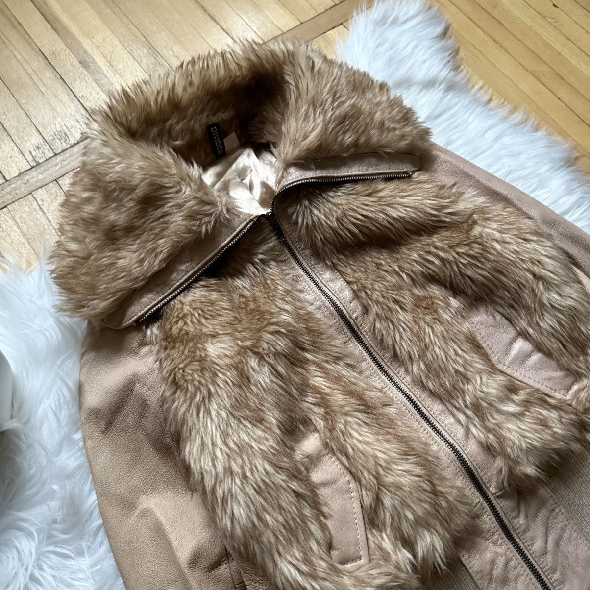 If Six Was Nine 📌 Vintage Y2K H&M Faux Fur Leather Avant-Garde Bomber Jacket Size S / US 4 / IT 40 - 2 Thumbnail