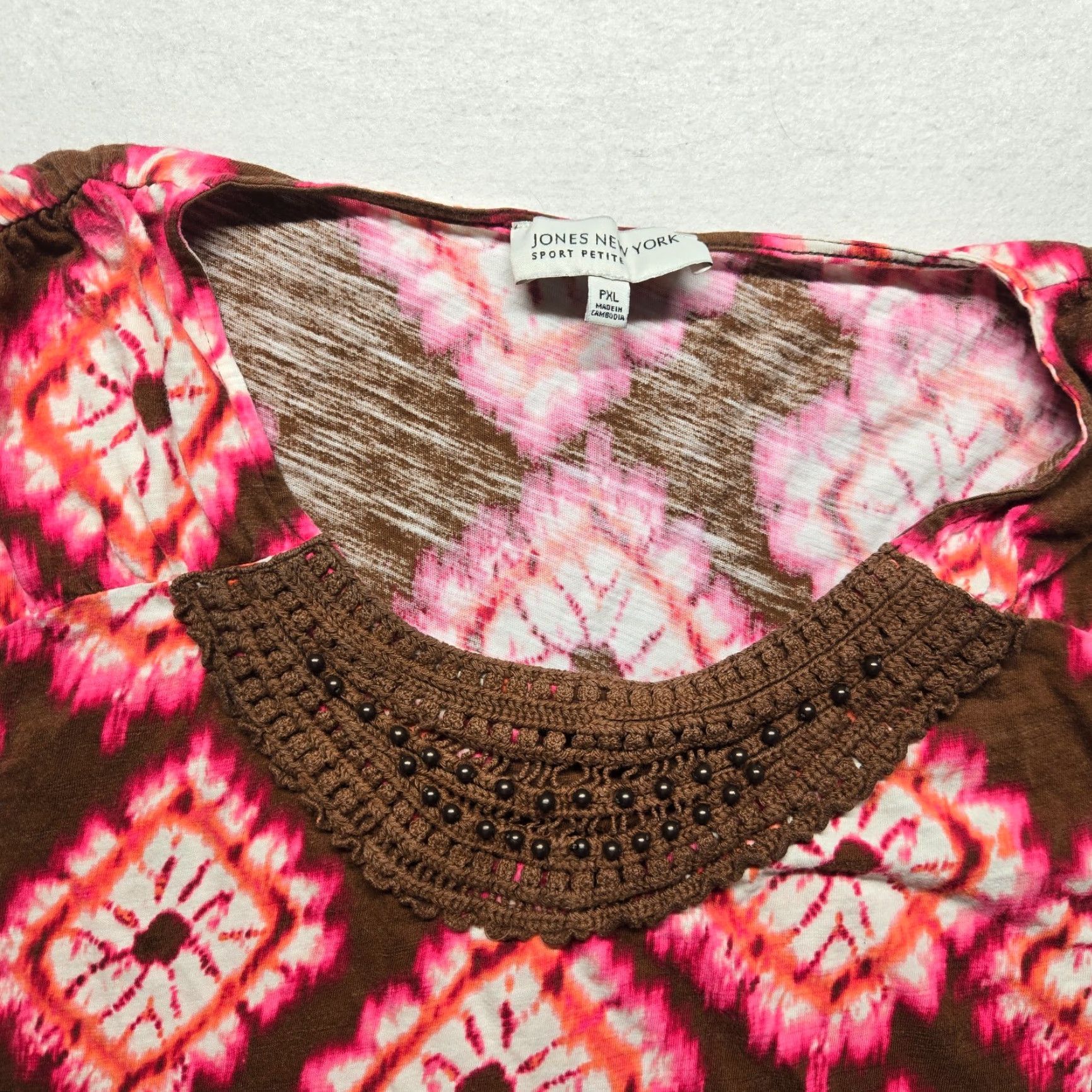 Jones New York Jones New York Shirt Sleeveless Knit Top Petite PXL Multicolor Floral Beaded Embroidered Sequin Womens 90s Size XL / US 12-14 / IT 48-50 - 2 Thumbnail
