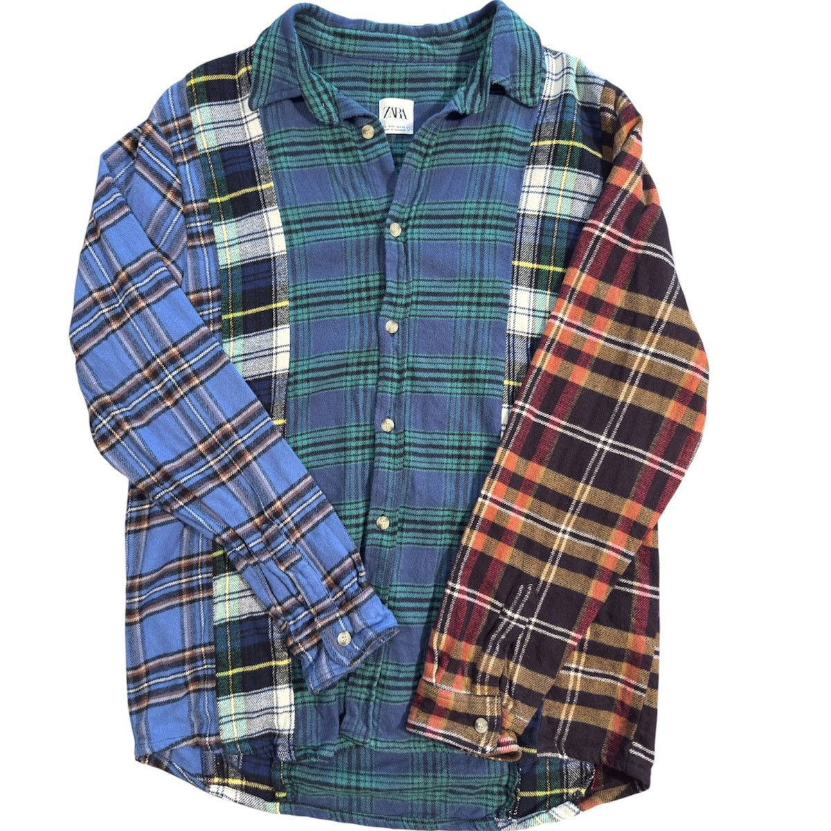 Zara Patchwork Flannel Plaid Mens Large