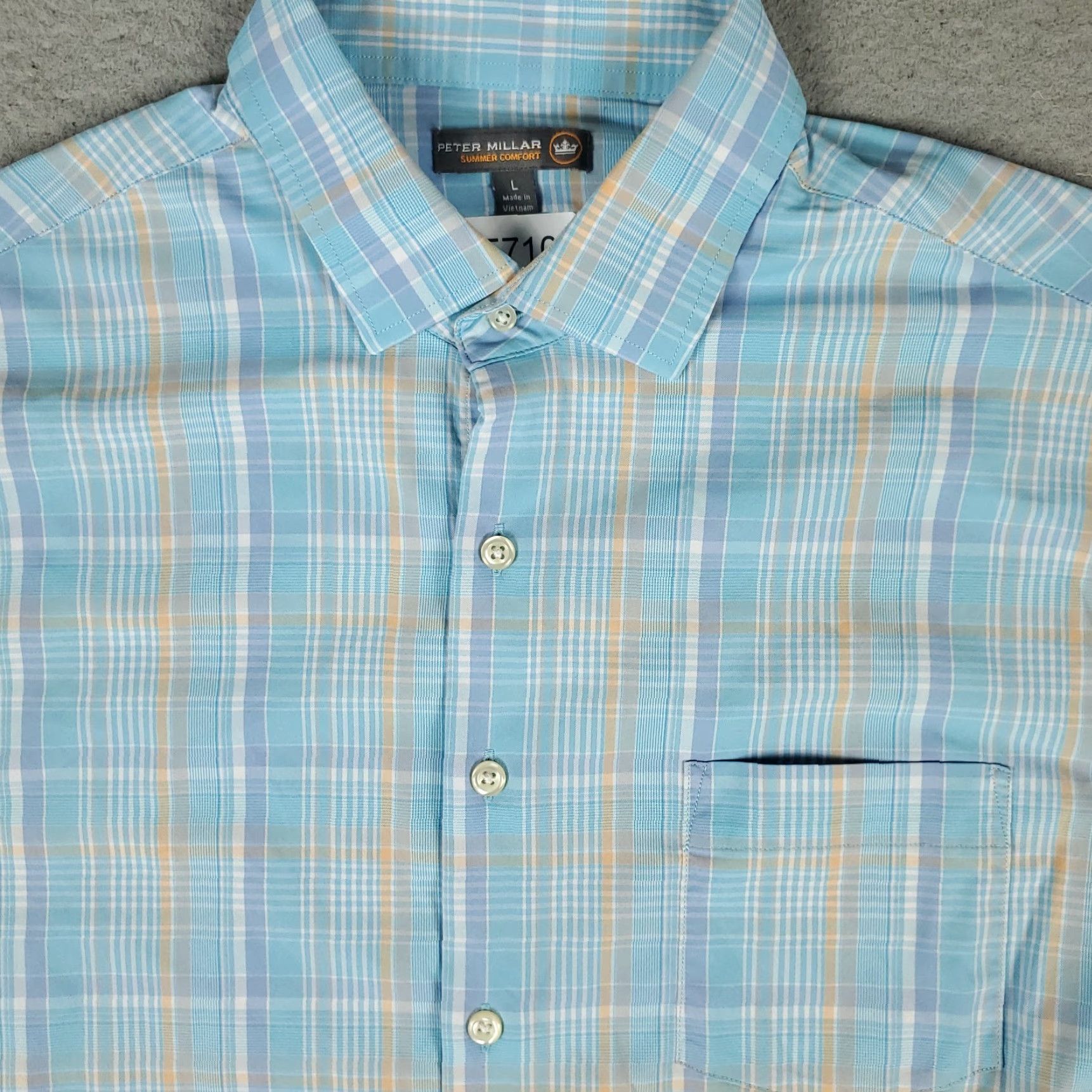 Peter Millar Peter Millar Shirt Mens Large Blue Plaid Nylon Summer Comfort Button Up Collared Long Sleeve Size US L / EU 52-54 / 3 - 2 Thumbnail