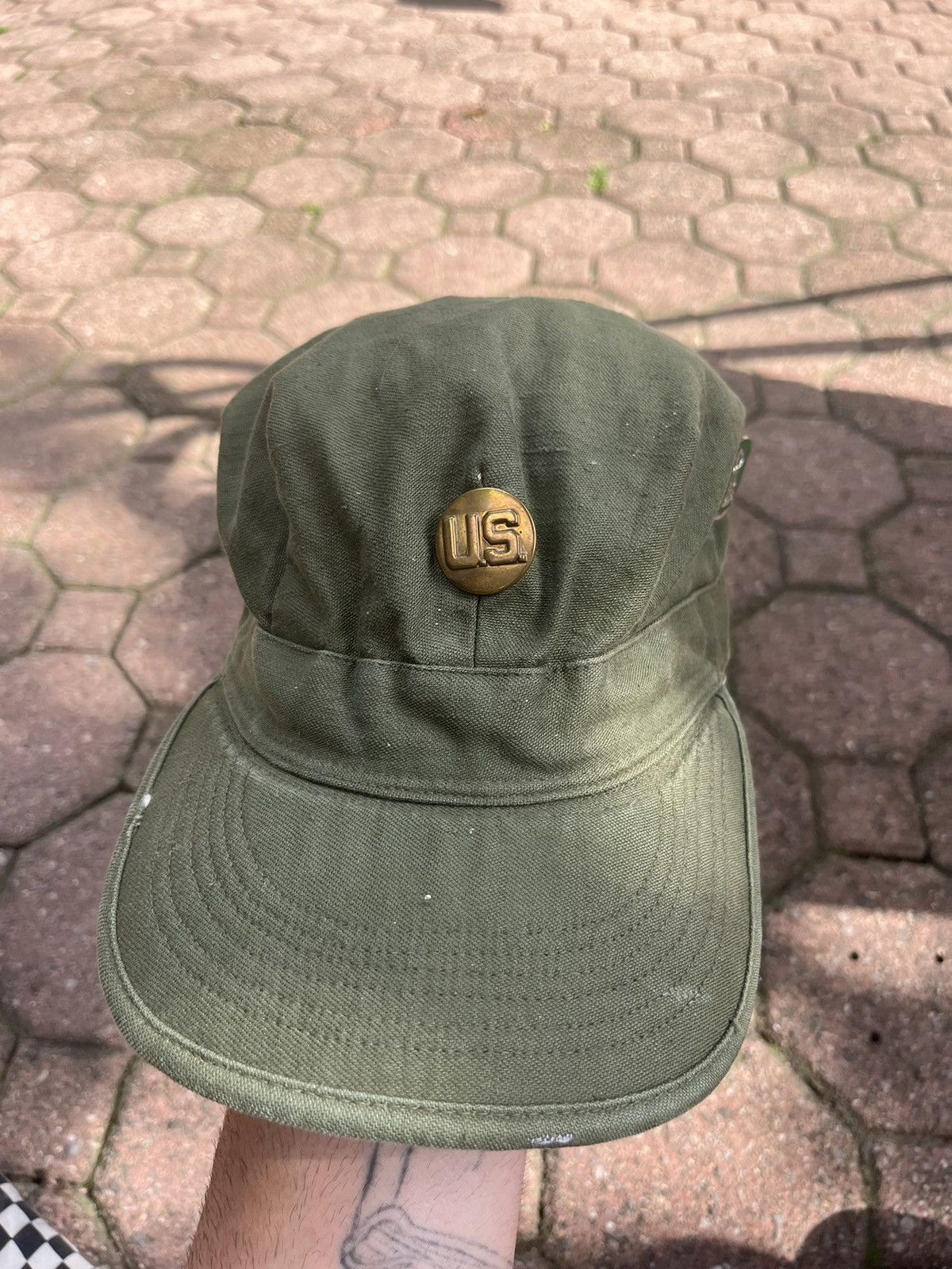 Vintage Vintage WW2 Military Hat Stylish Unique Pinned Size ONE SIZE - 5 Thumbnail