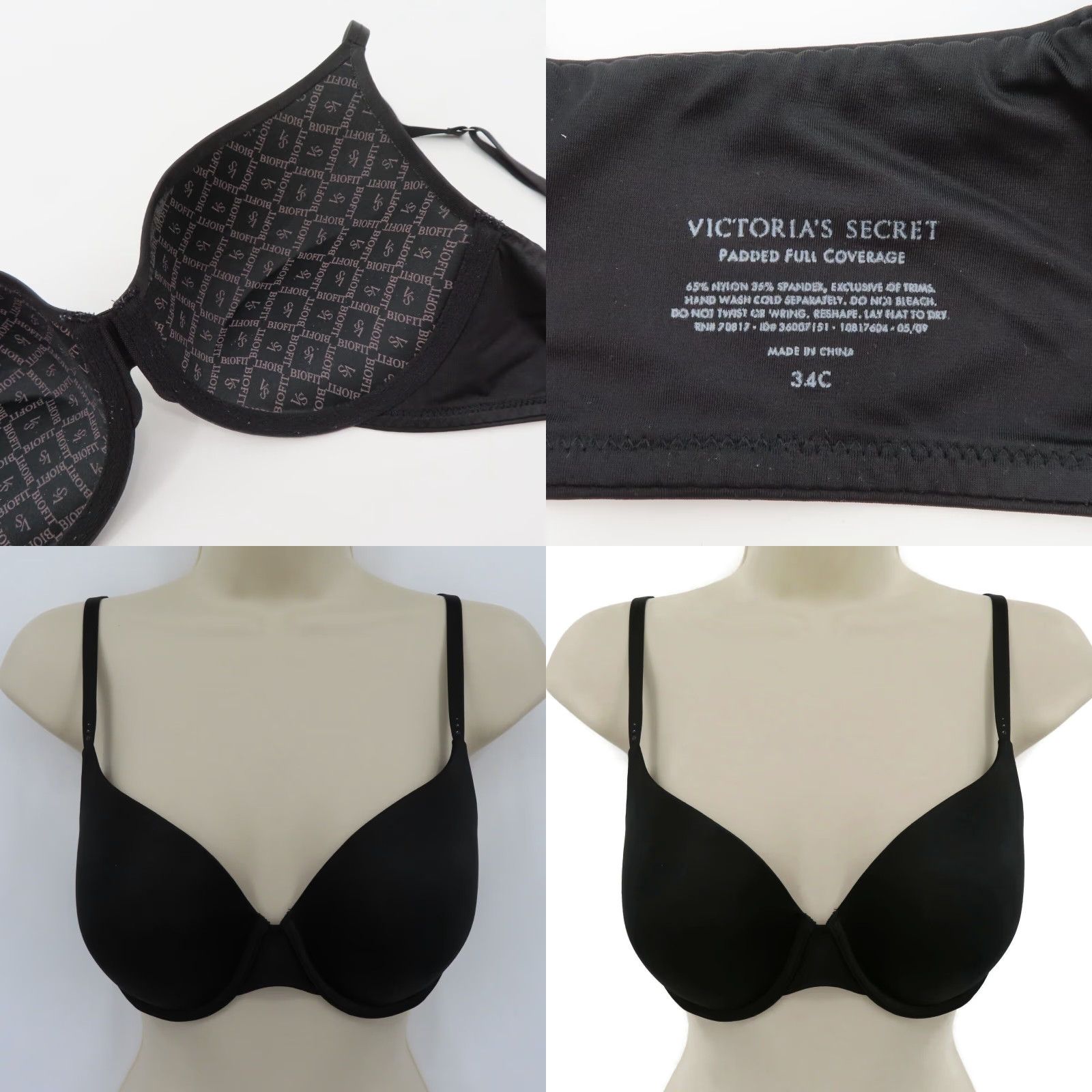 Victoria's Secret Victoria's Secret Bra 34C Black Solid Underwired Padded Full Coverage T-Shirt Style Womens Size ONE SIZE - 8 Thumbnail