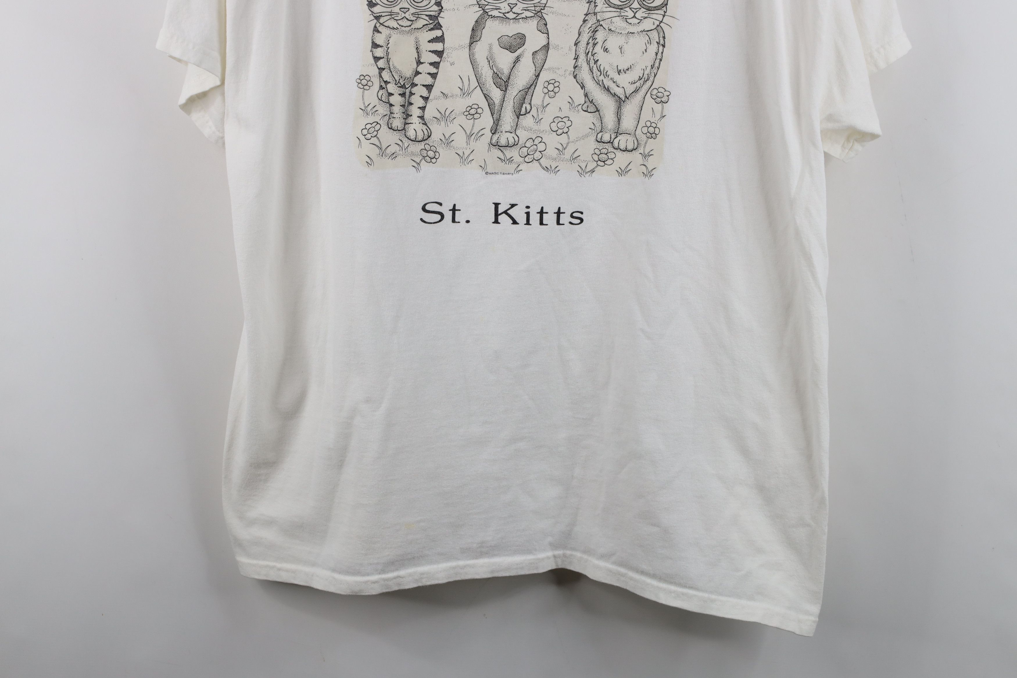 Vintage Vintage 90s Streetwear Changing St Kitts Cat Kitten T-Shirt Size XL / US 12-14 / IT 48-50 - 3 Thumbnail