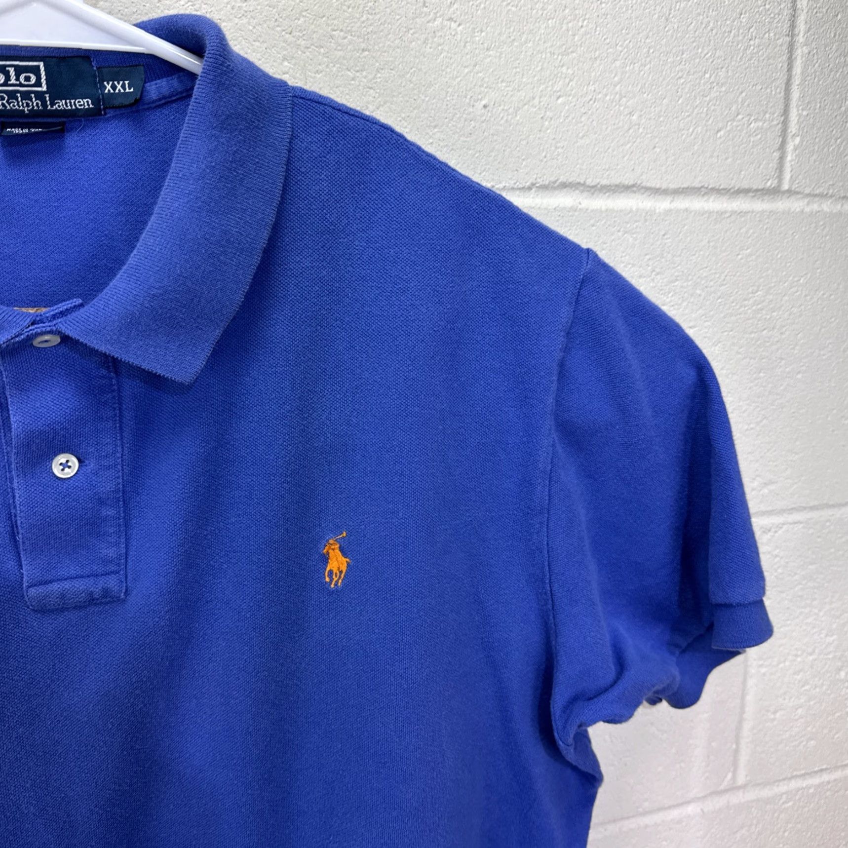 Polo Ralph Lauren VINTAGE Polo Ralph Lauren Men's Polo Shirt 2XL Blue Short Sleeve Casual All Seasons Logo 80s 90s Size US XXL / EU 58 / 5 - 5 Thumbnail