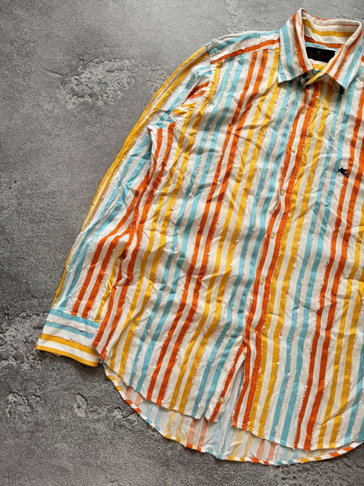 Etro × Vintage ETRO L striped multicolour shirt button up dress long sleeve Size US L / EU 52-54 / 3 - 5 Thumbnail