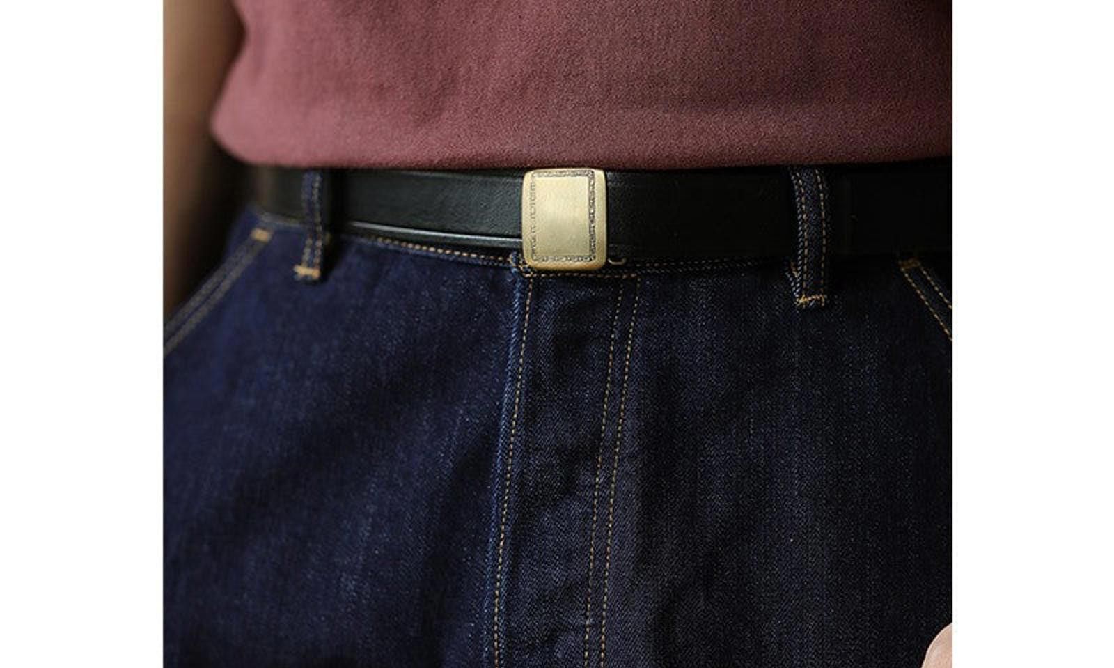 Retro Workwear Cowhide Belt – Double-Sided Handmade