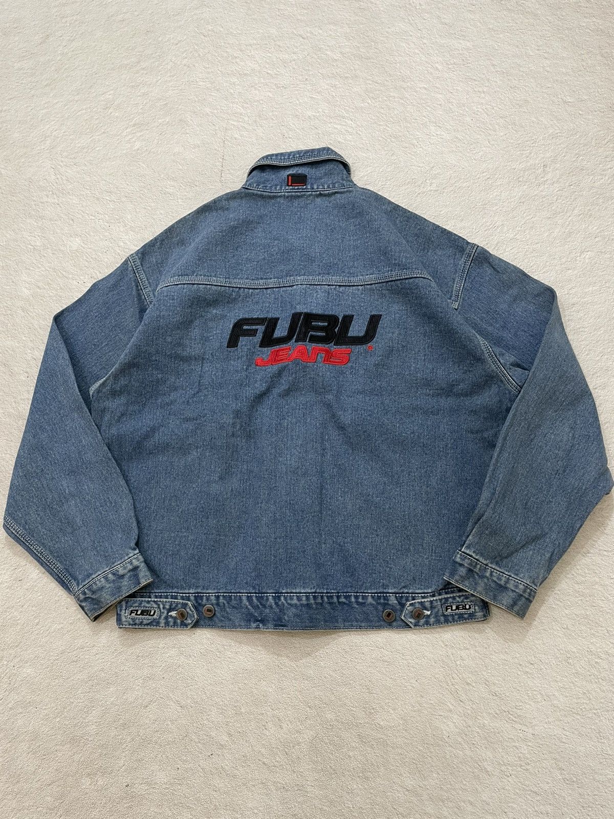Japanese Brand 2000s Japan Fubu Denim Jacket Embroidered Big Logo Y2K 14th Size US XL / EU 56 / 4 - 7 Thumbnail