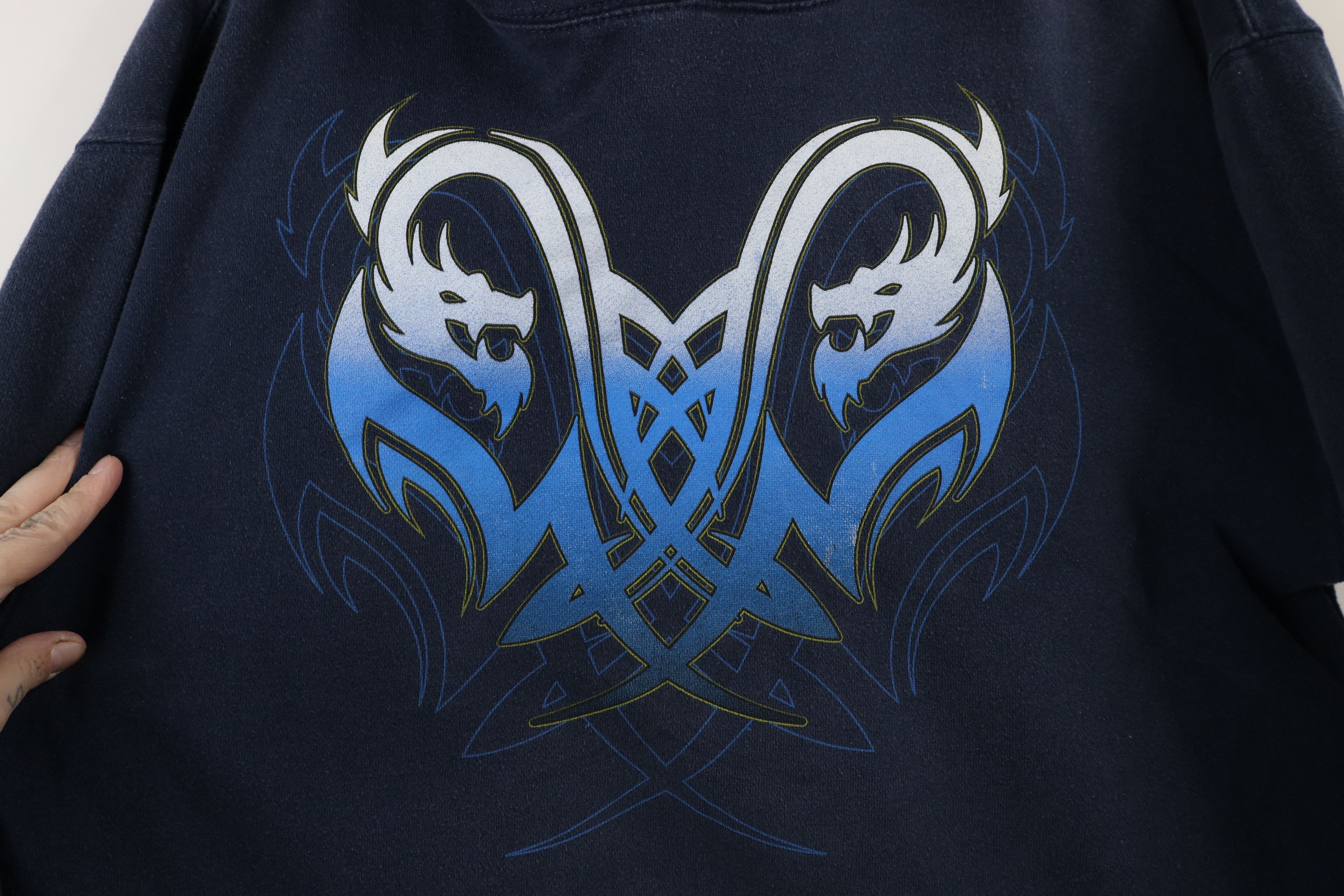 Vintage Vintage Y2K Streetwear Tribal Dragon Hoodie Sweatshirt Blue Size US XL / EU 56 / 4 - 4 Thumbnail