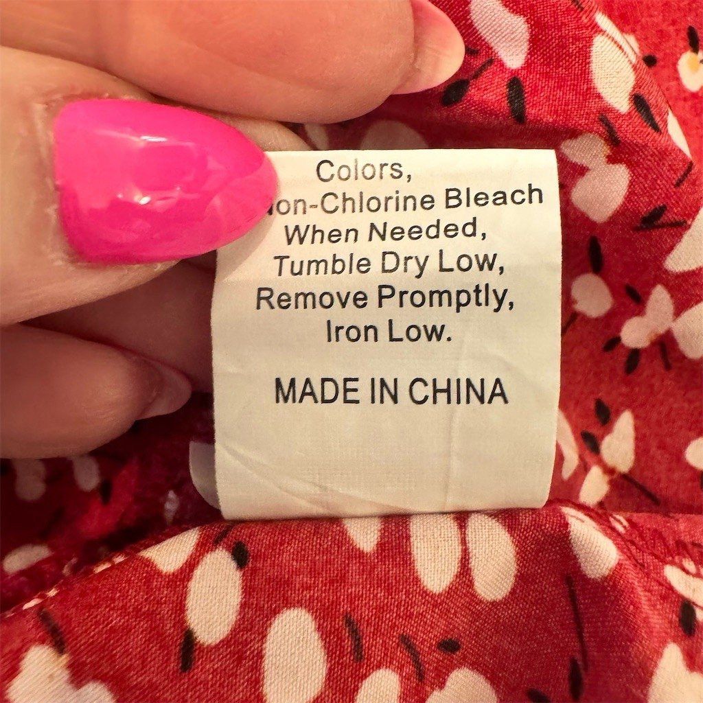 Shein SHEIN Blouse Womens Size M Red Ditsy Floral Tie Front Ruffl Size M / US 6-8 / IT 42-44 - 9 Thumbnail