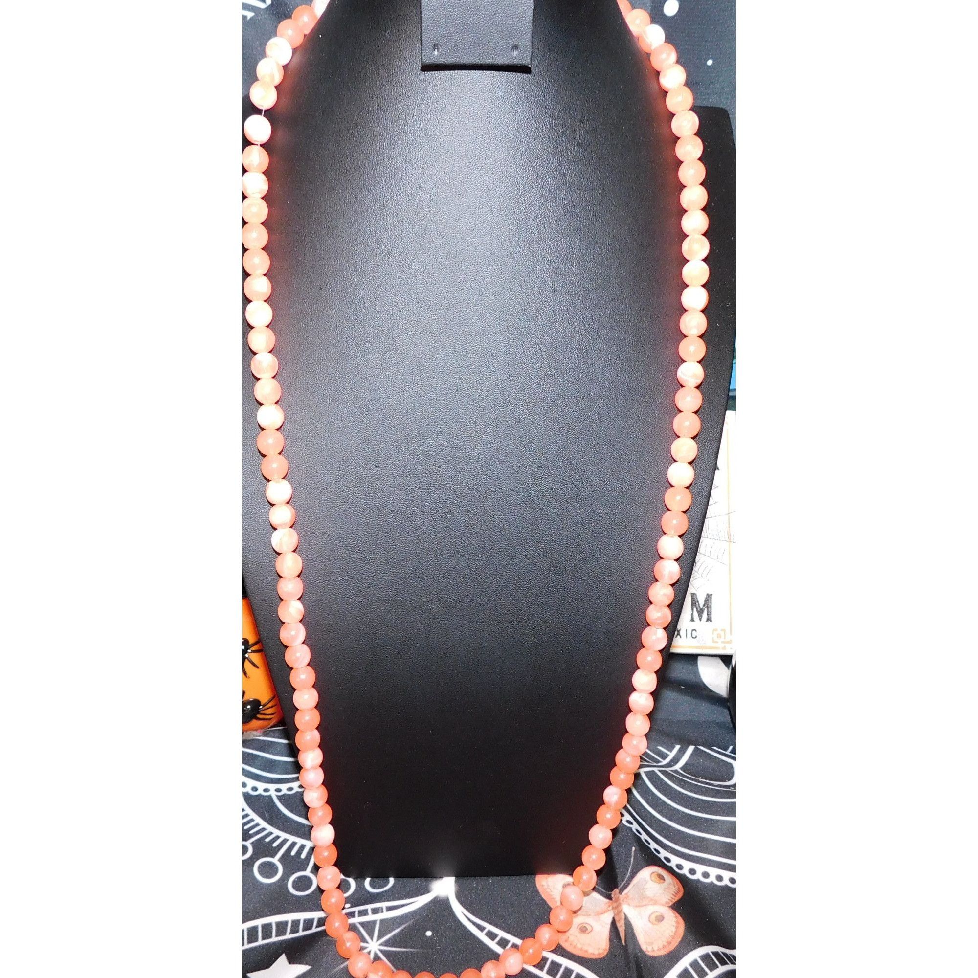 Other Vintage Marbled Salmon Tone Beaded Necklace Size ONE SIZE - 1 Thumbnail