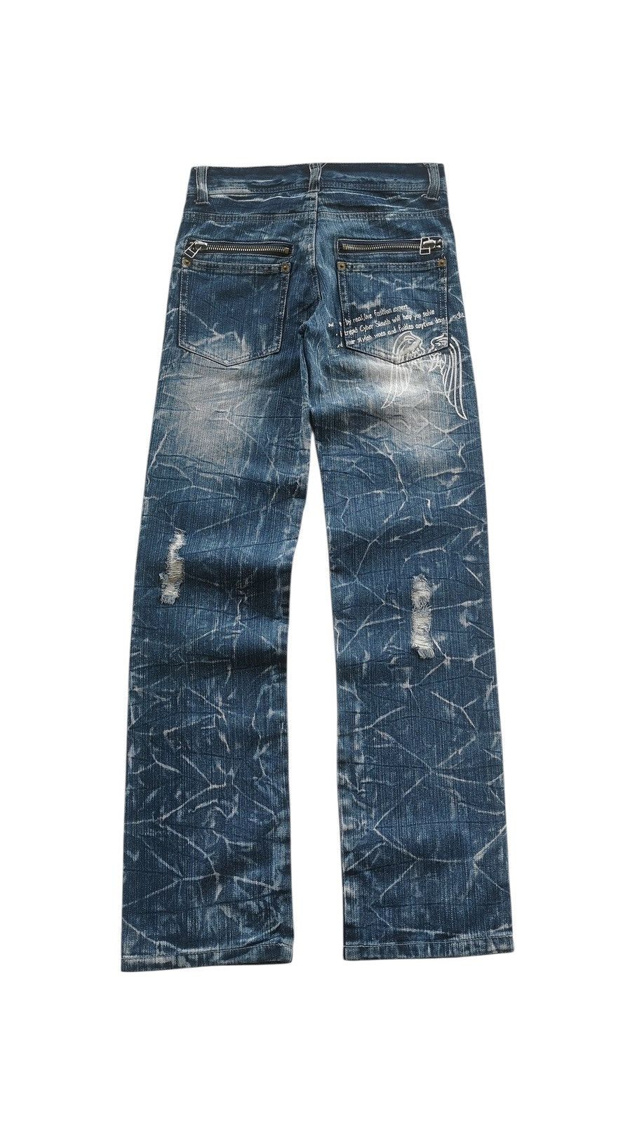 Japanese Brand White Wing Studded Denim Jeans Whiskered,Back Zippers Size US 28 / EU 44 - 3 Thumbnail