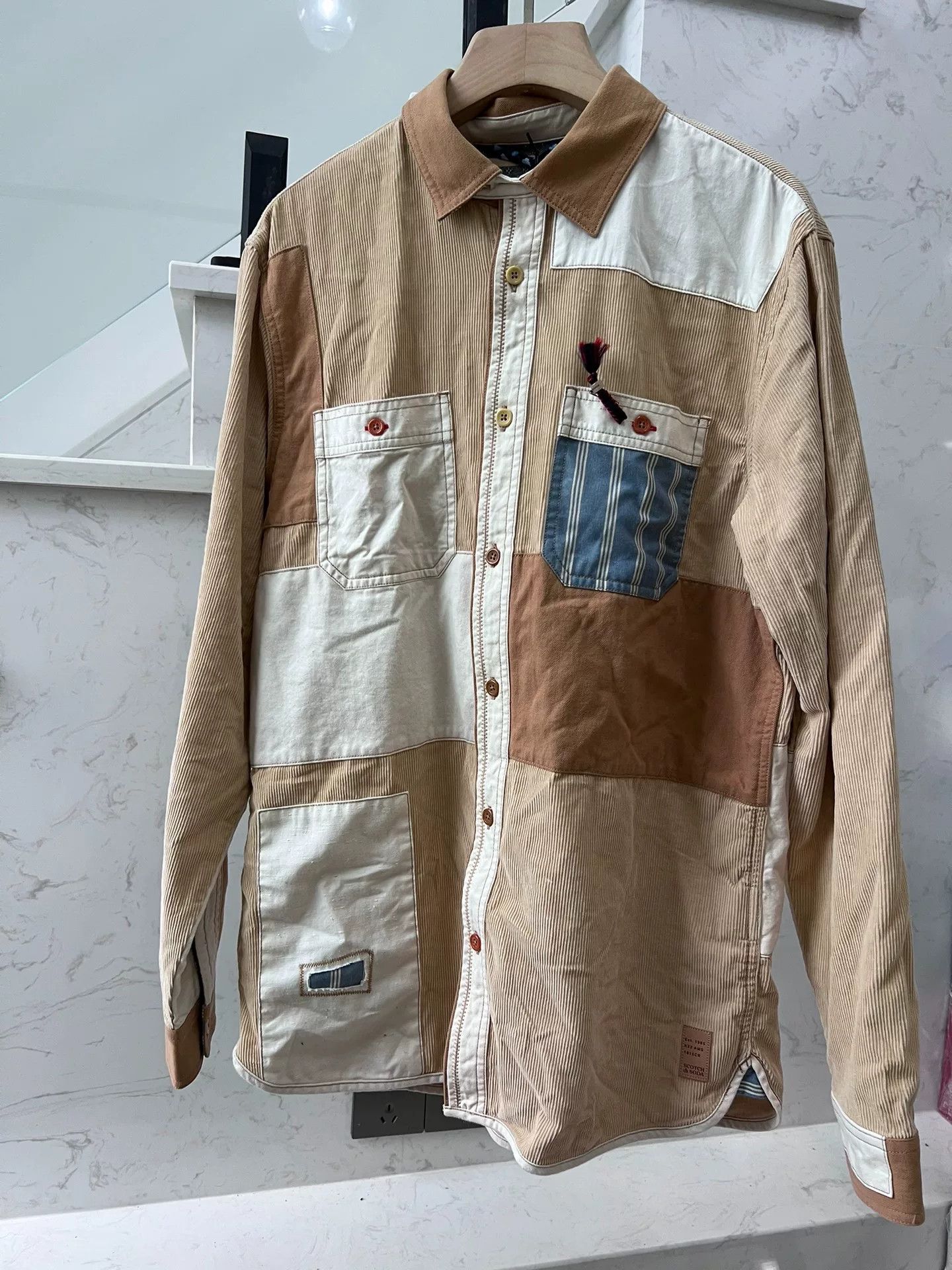 Scotch & Soda Scotch Soda Patchwork Corduroy Shirt Size US M / EU 48-50 / 2 - 1 Thumbnail