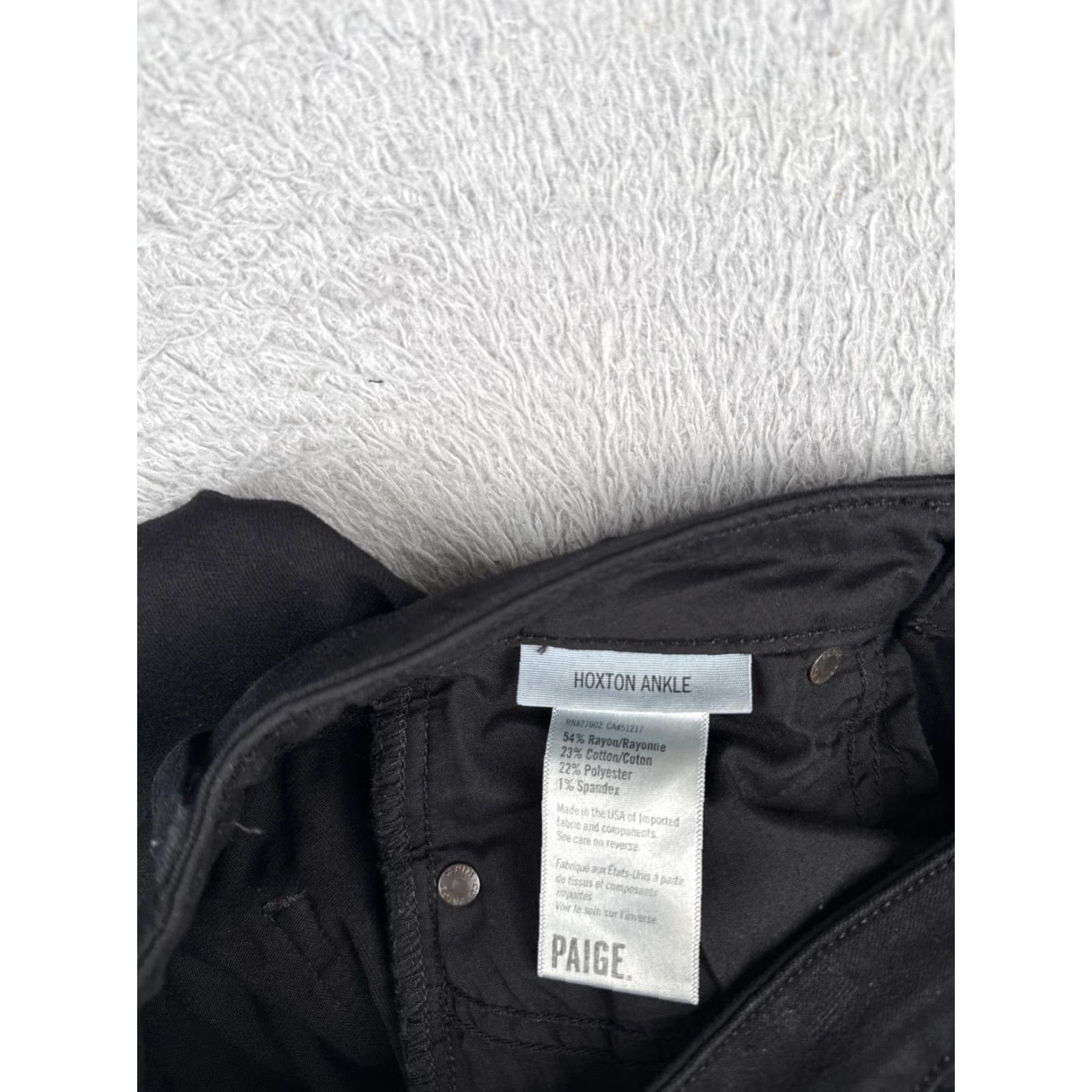 Paige Paige Jeans Womens Hoxton Ankle High Rise Skinny 25 Black Raw Hem Made USA Size 42" / US 20 - 7 Thumbnail