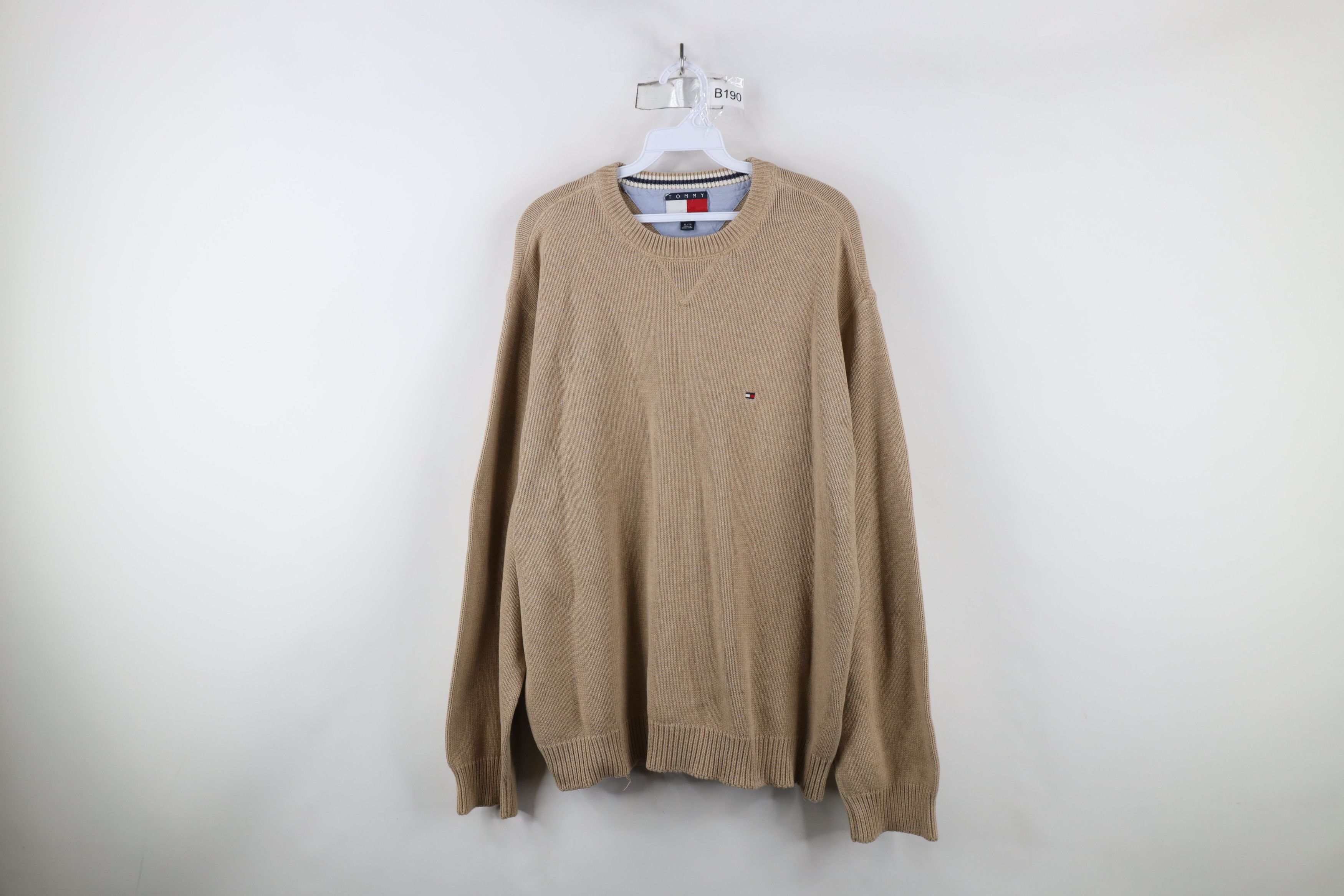Tommy Hilfiger Vintage 90s Tommy Hilfiger Cotton Crewneck Sweater Beige Size US XL / EU 56 / 4 - 1 Thumbnail