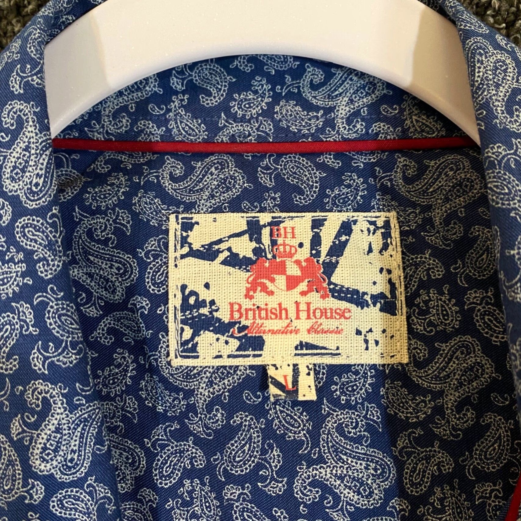 Vintage Mens Paisley Shirt Blue Large Button Up Outdoors L/S British House Classic Top Size US L / EU 52-54 / 3 - 2 Thumbnail