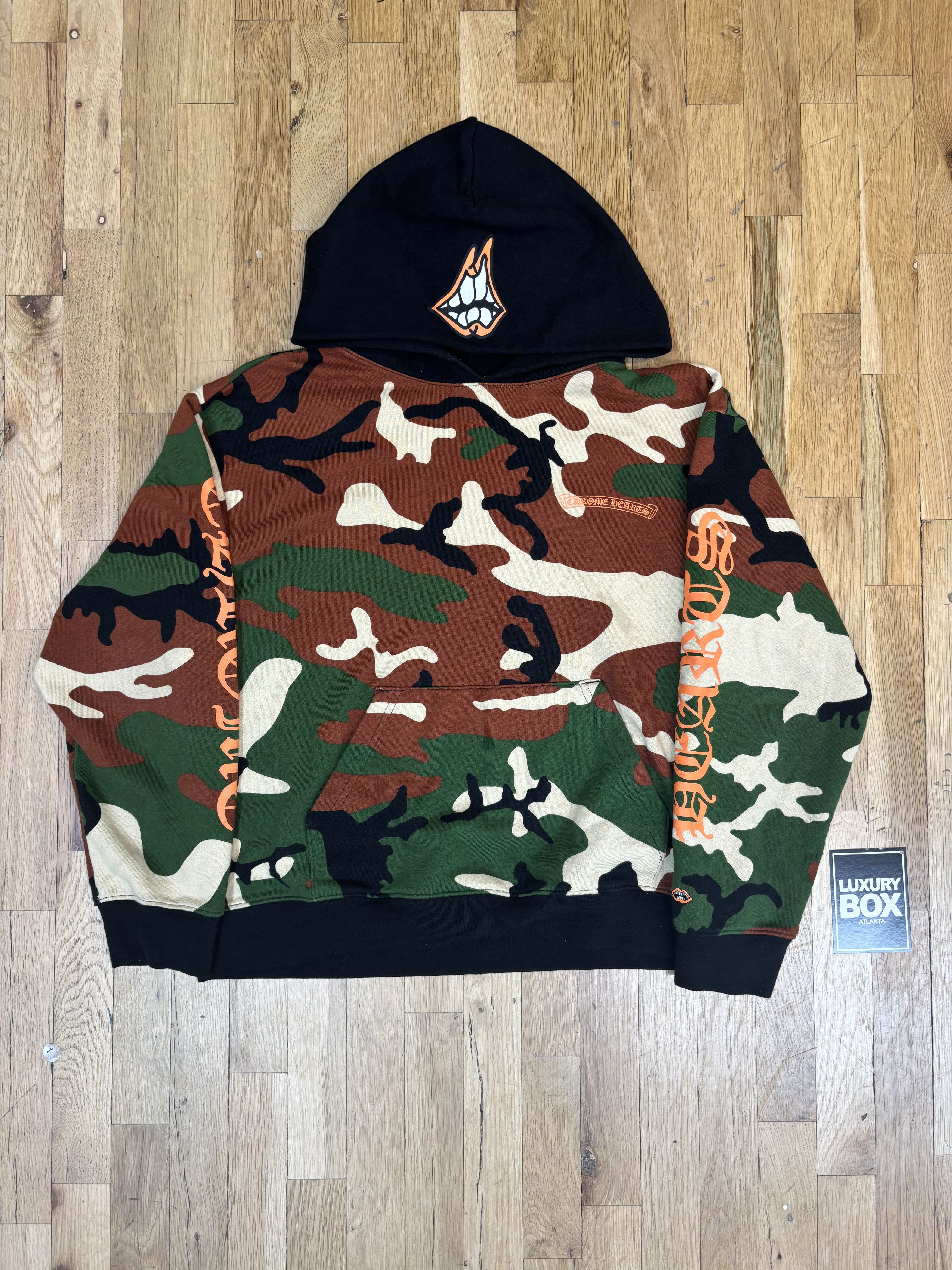 コラボ♪【Chrome Hearts × Matty Boy】Caution thermal hoodie Chrome Hearts Matty Boy Caution Thermal Zip Up Hoodie Camo