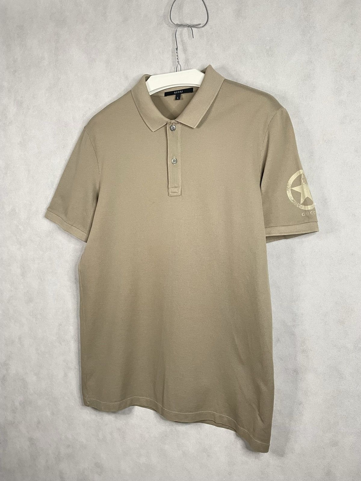 Designer × Gucci × Vintage Gucci Vintage Beige Polo Striped T-shirt Tee Designer Luxury Size US M / EU 48-50 / 2 - 2 Thumbnail