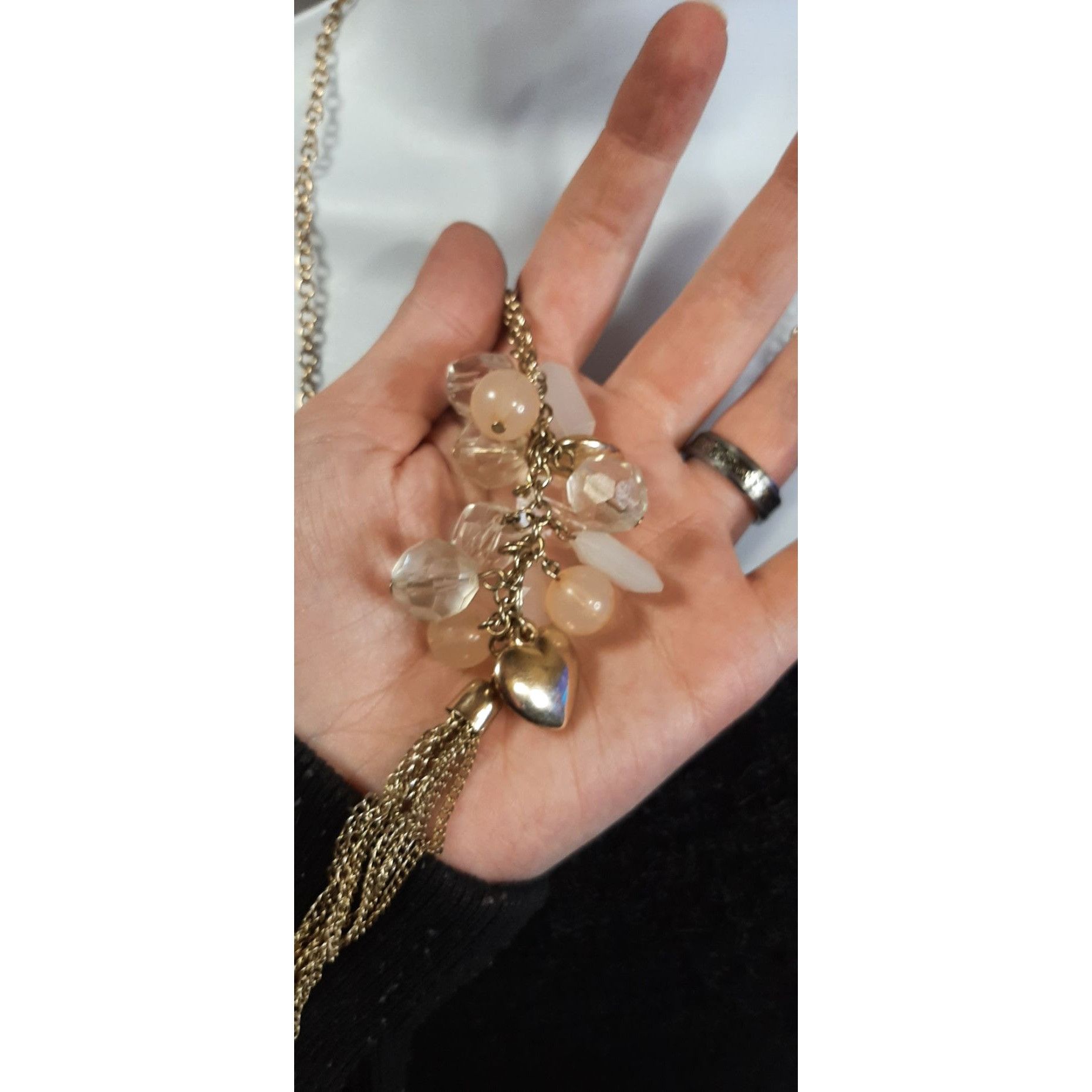 Other Y2K Heart And Crystal Charm Tassel Pendant Necklace Size ONE SIZE - 3 Thumbnail