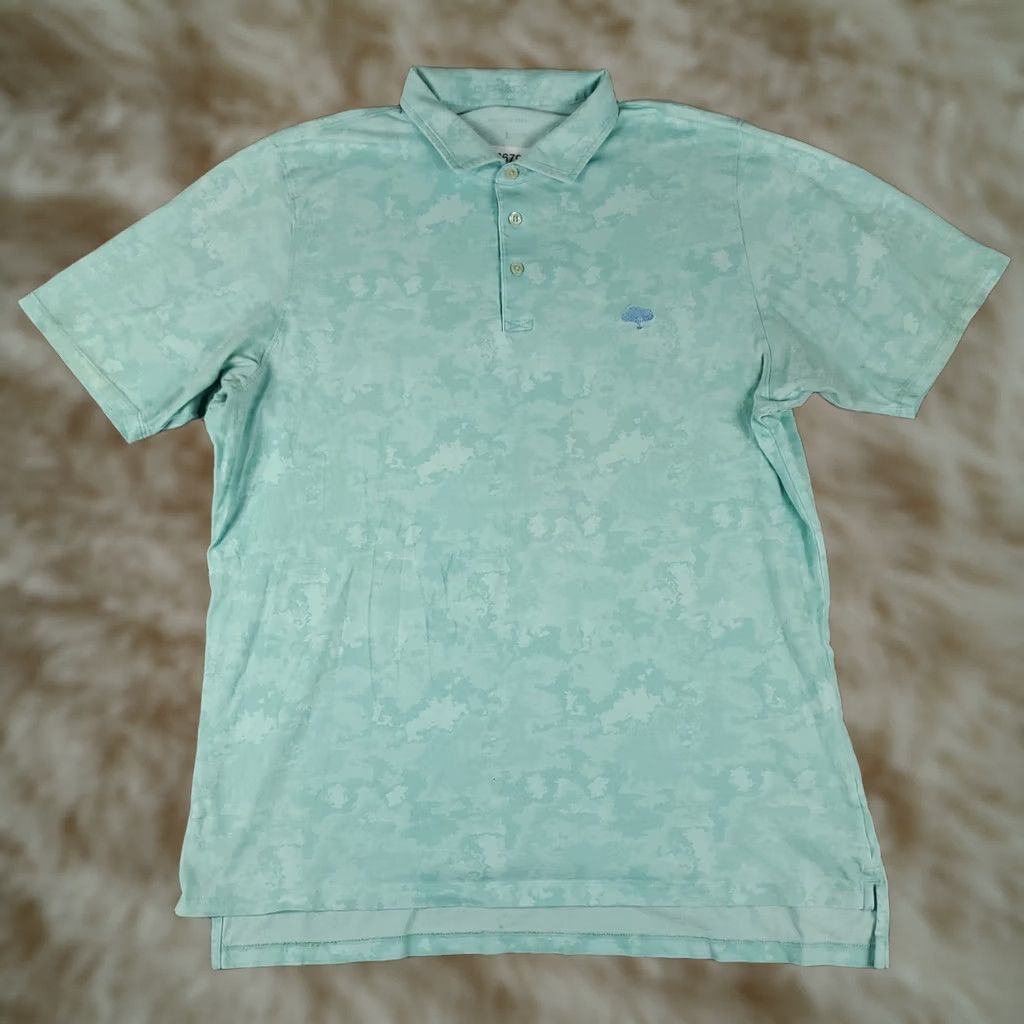 Vintage B Draddy Polo Shirt Mens L Turquoise Camouflage Cotton Blend Short Sleeve Polo Shirt Mens L Turquoise Camouflage Golf Casual Button Front Pockets Logo Size US L / EU 52-54 / 3 - 1 Thumbnail
