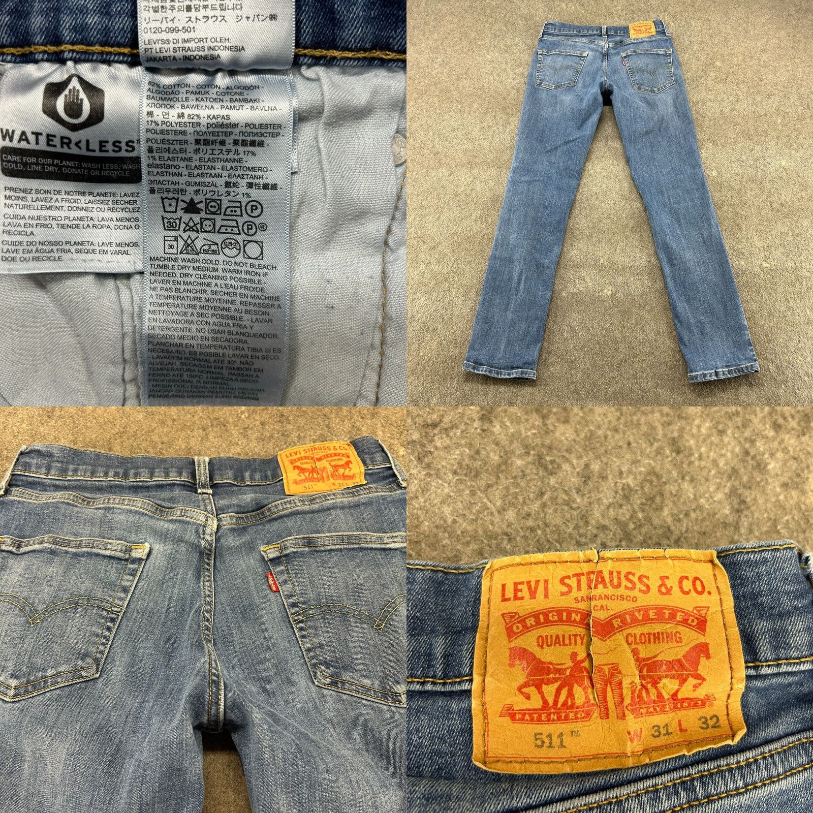 Levi's VINTAGE? No — Levi's 511 Jeans? Levi's 511 Jeans Mens 31x32 Blue Skinny Medium Wash Stretch Cotton Denim Men’s Slim 5-Pocket Zipper Button Logo Size US 31 - 8 Thumbnail