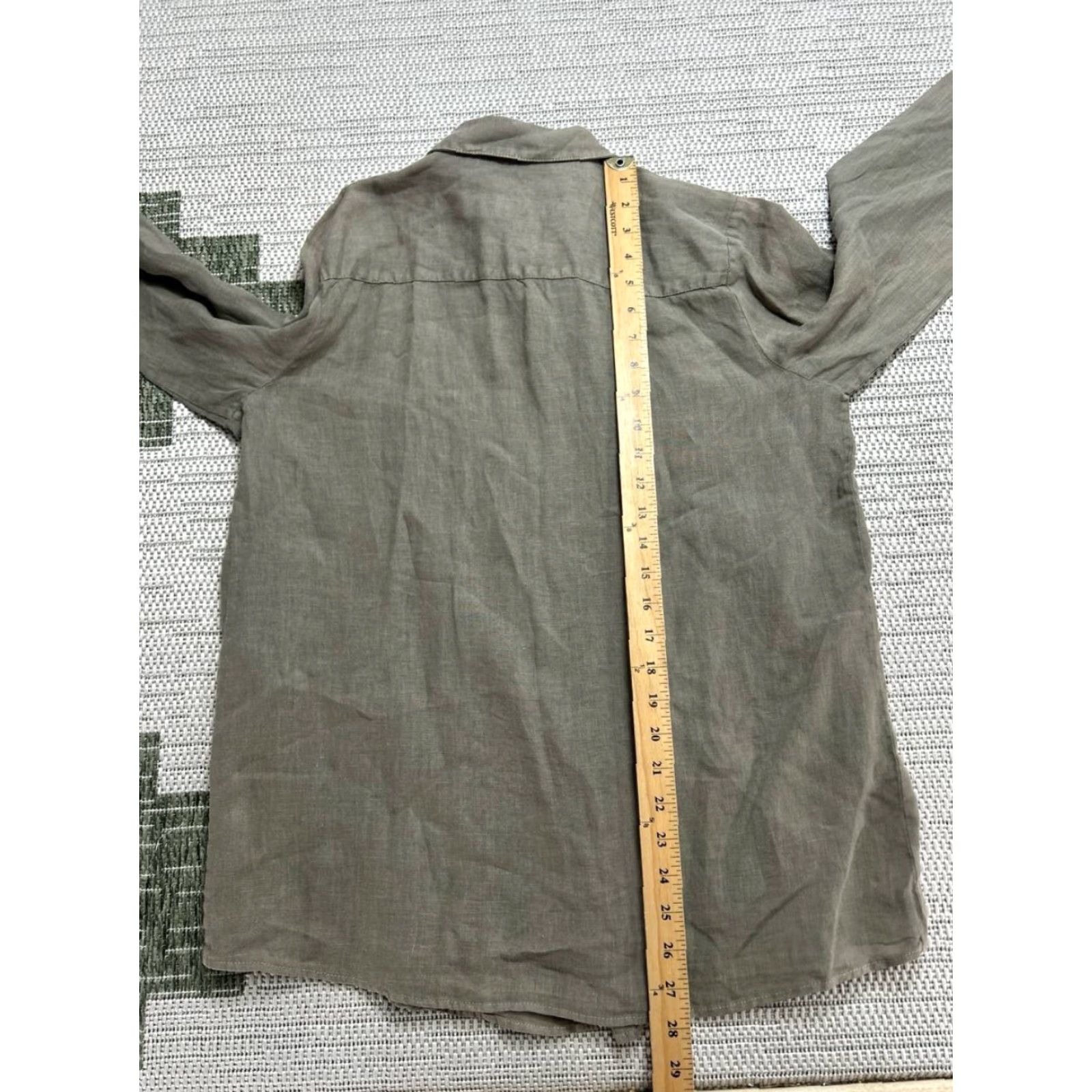 Vintage Monoprix Shirt Mens L Brown Linen Button-Up Size US L / EU 52-54 / 3 - 7 Thumbnail