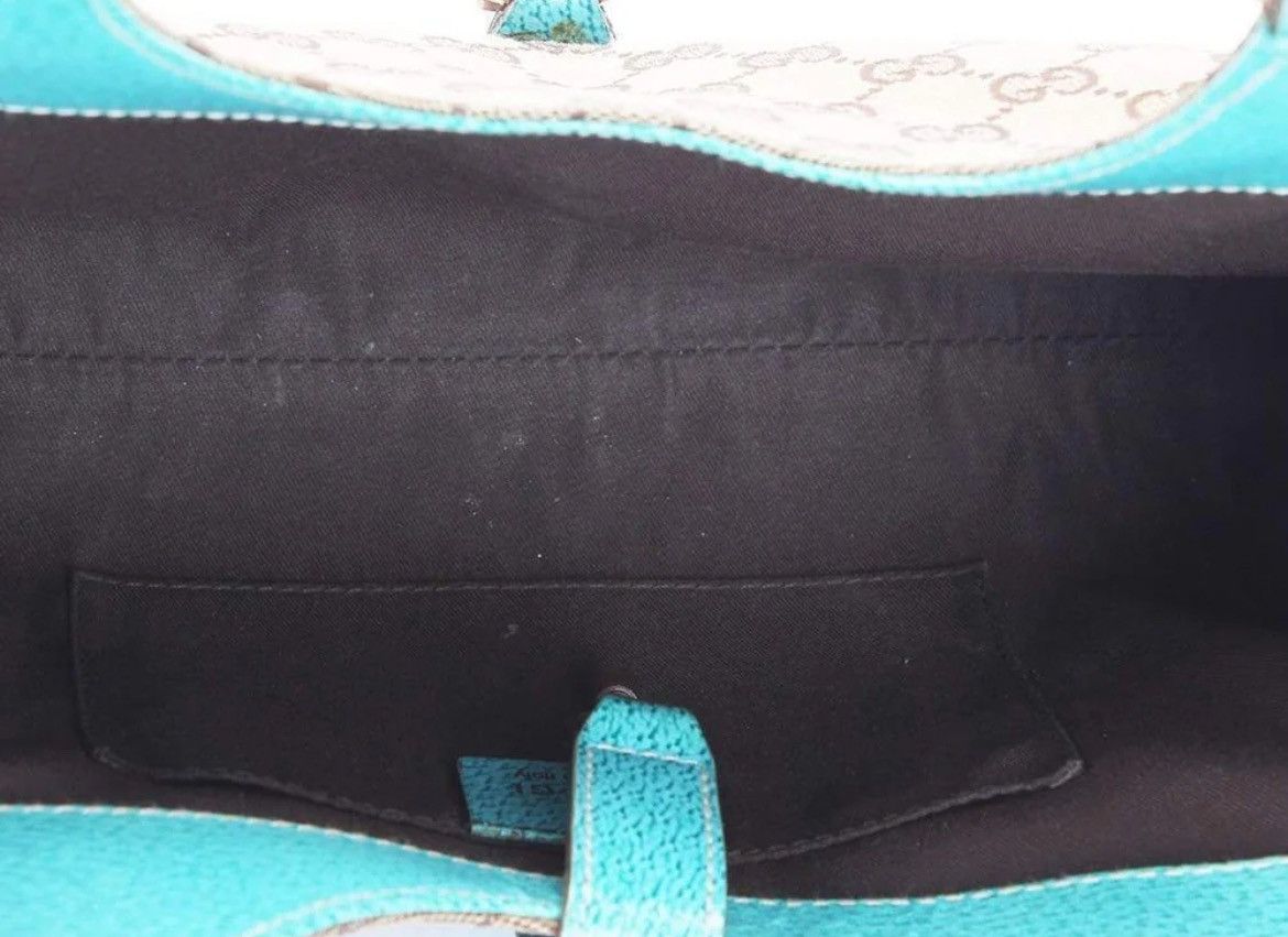 Gucci Gucci Beige/Turquoise GG Canvas and Leather Jackie O Hobo Size ONE SIZE - 12 Thumbnail
