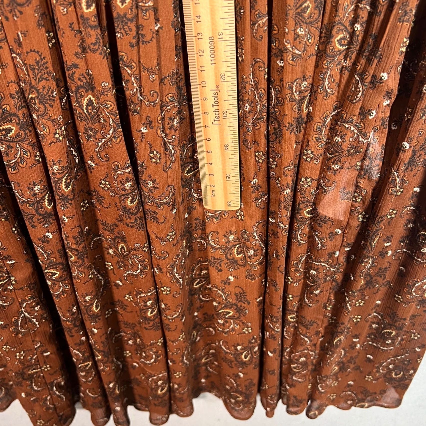 Uniqlo VINTAGE Uniqlo Womens Small Long-Sleeve Paisley Midi Dress Brown Polyester Size S / US 4 / IT 40 - 7 Thumbnail